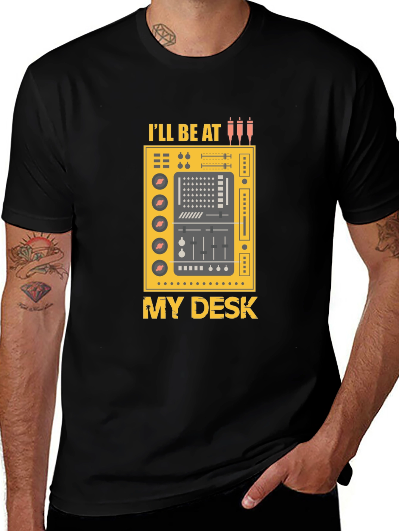 DJ Desk Graphic Tee - Music Lovers Black T-Shirt
