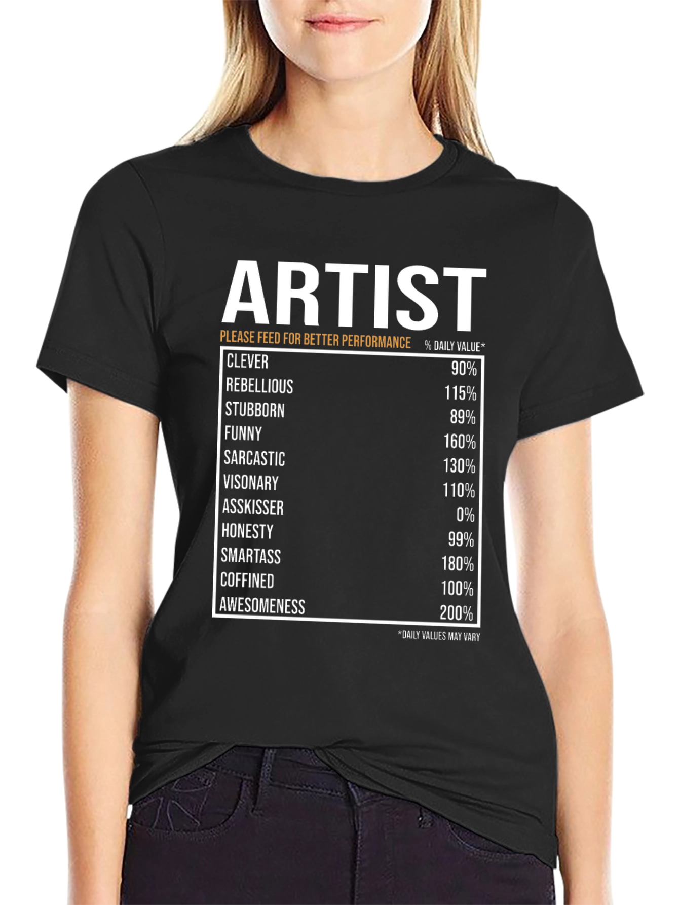 Artist Nutritional Facts Black T-Shirt