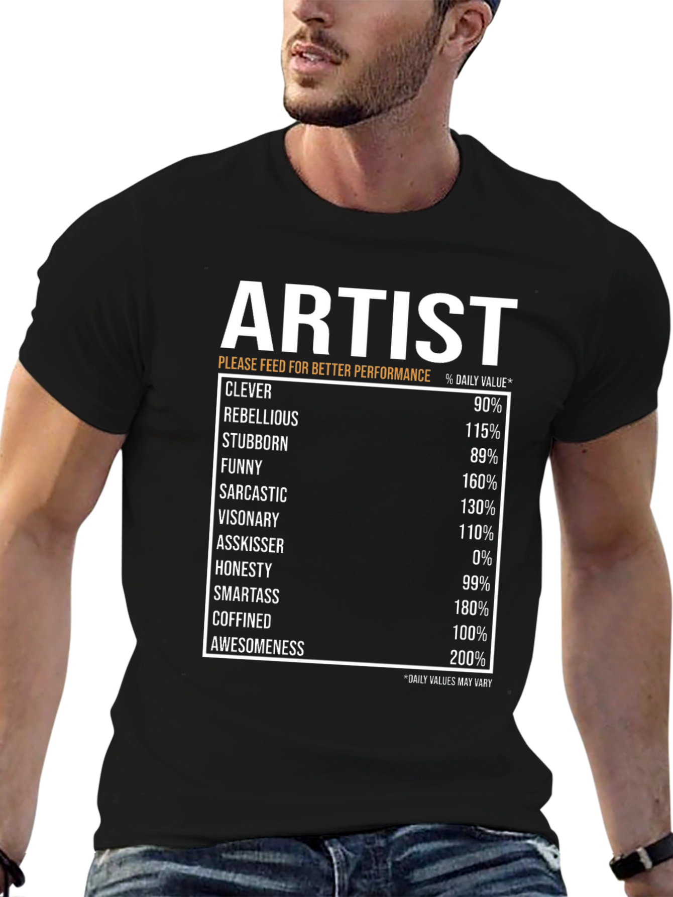 Artist Nutritional Facts Black T-Shirt
