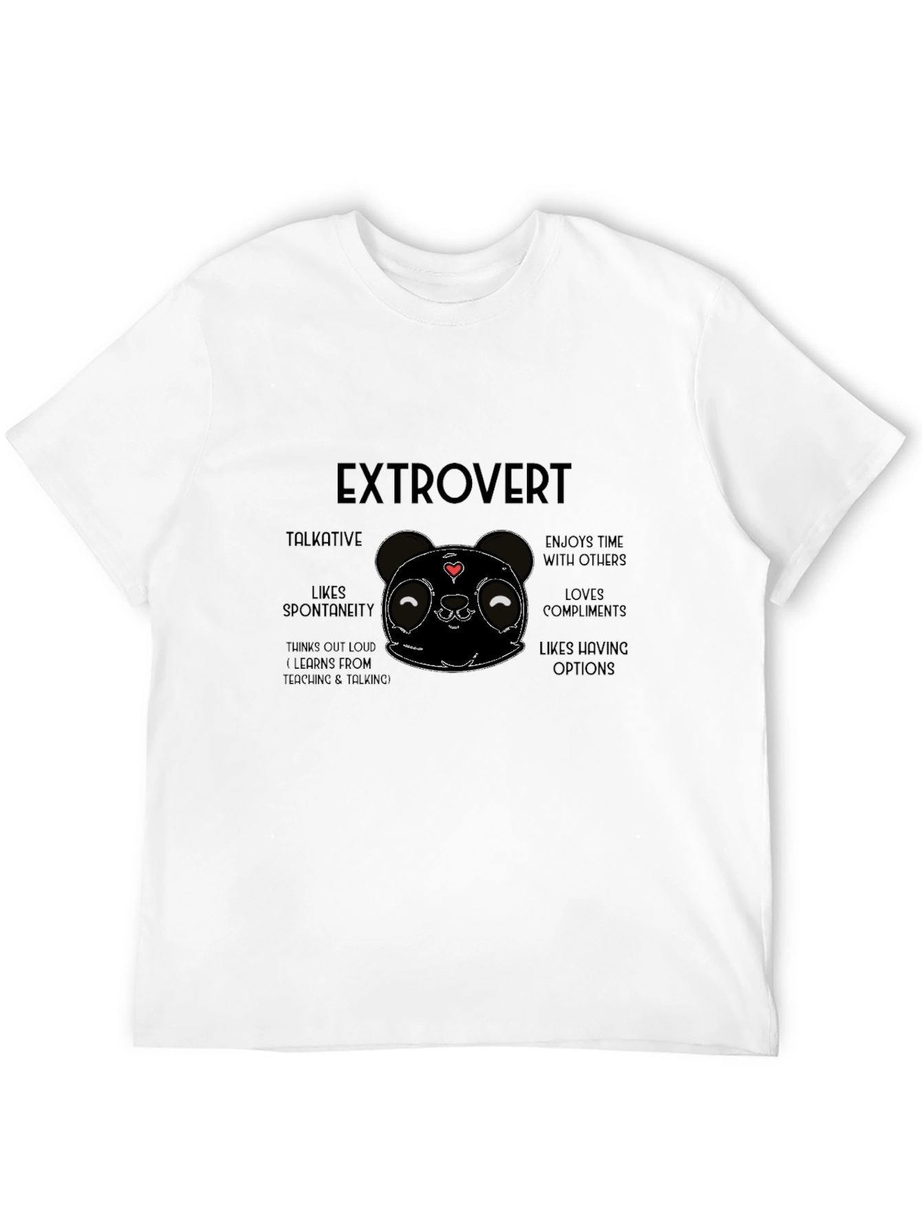 Extrovert Panda Black T-Shirt