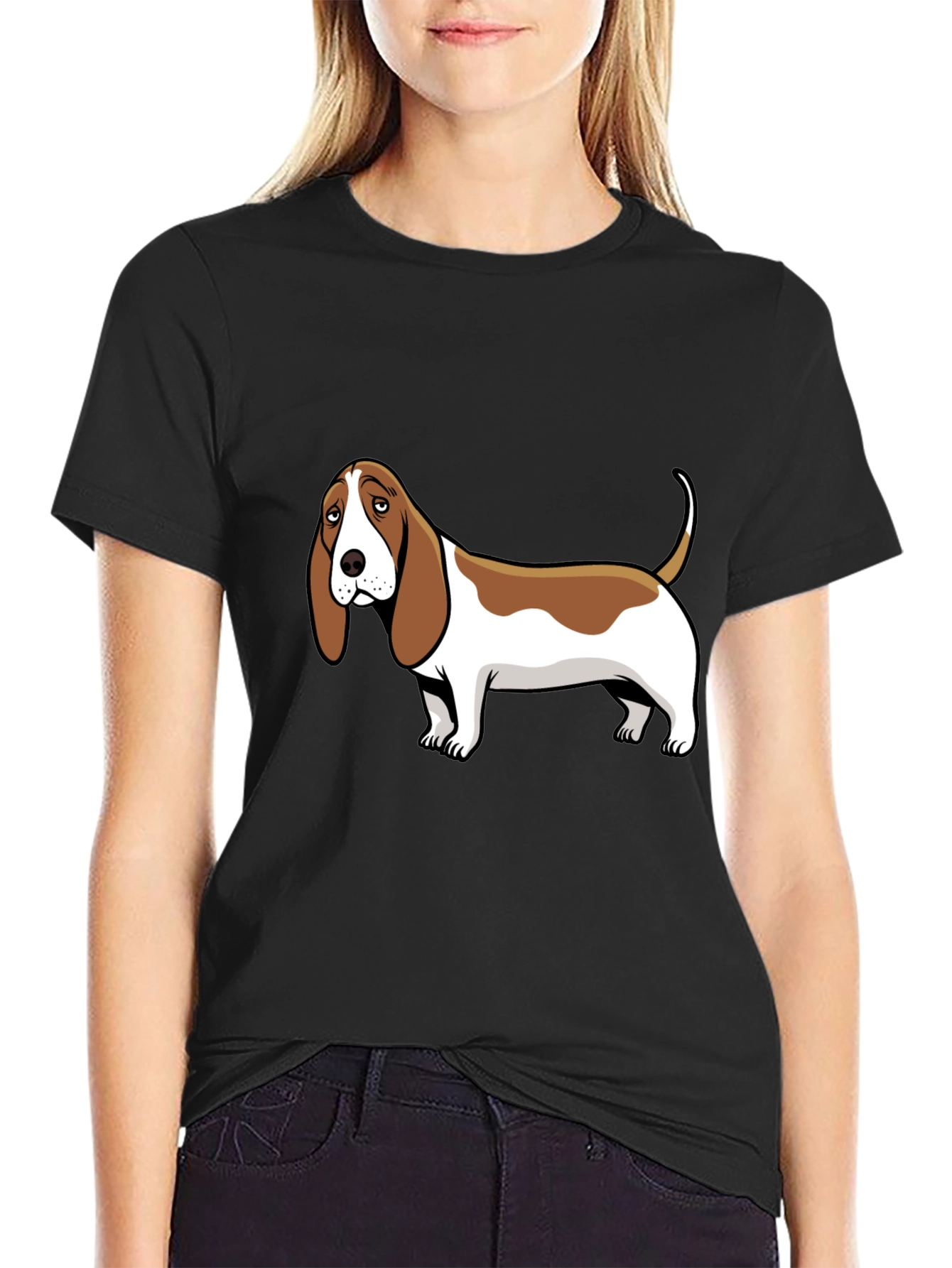 Basset Hound Dog Graphic Tee - Mens Black T-Shirt
