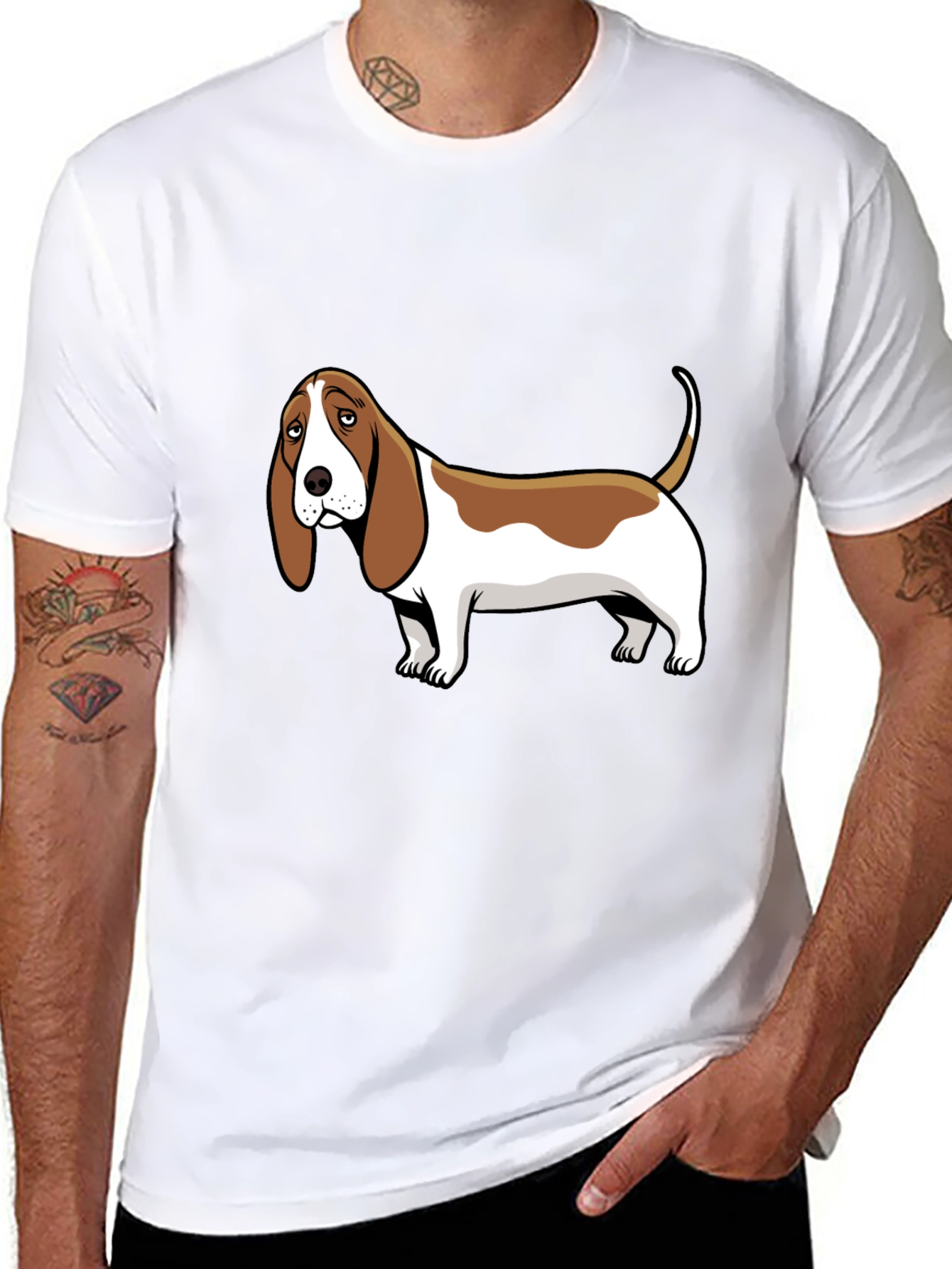 Basset Hound Dog Graphic Tee - Mens Black T-Shirt