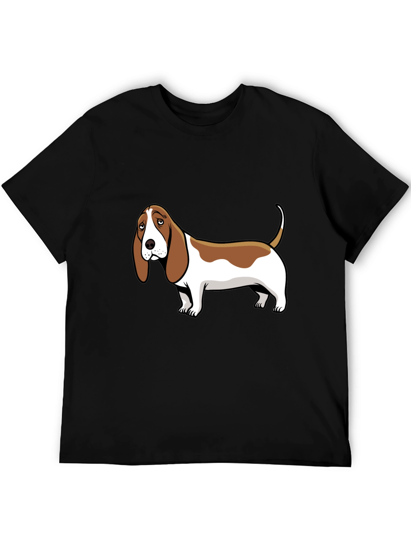 Basset Hound Dog Graphic Tee - Mens Black T-Shirt