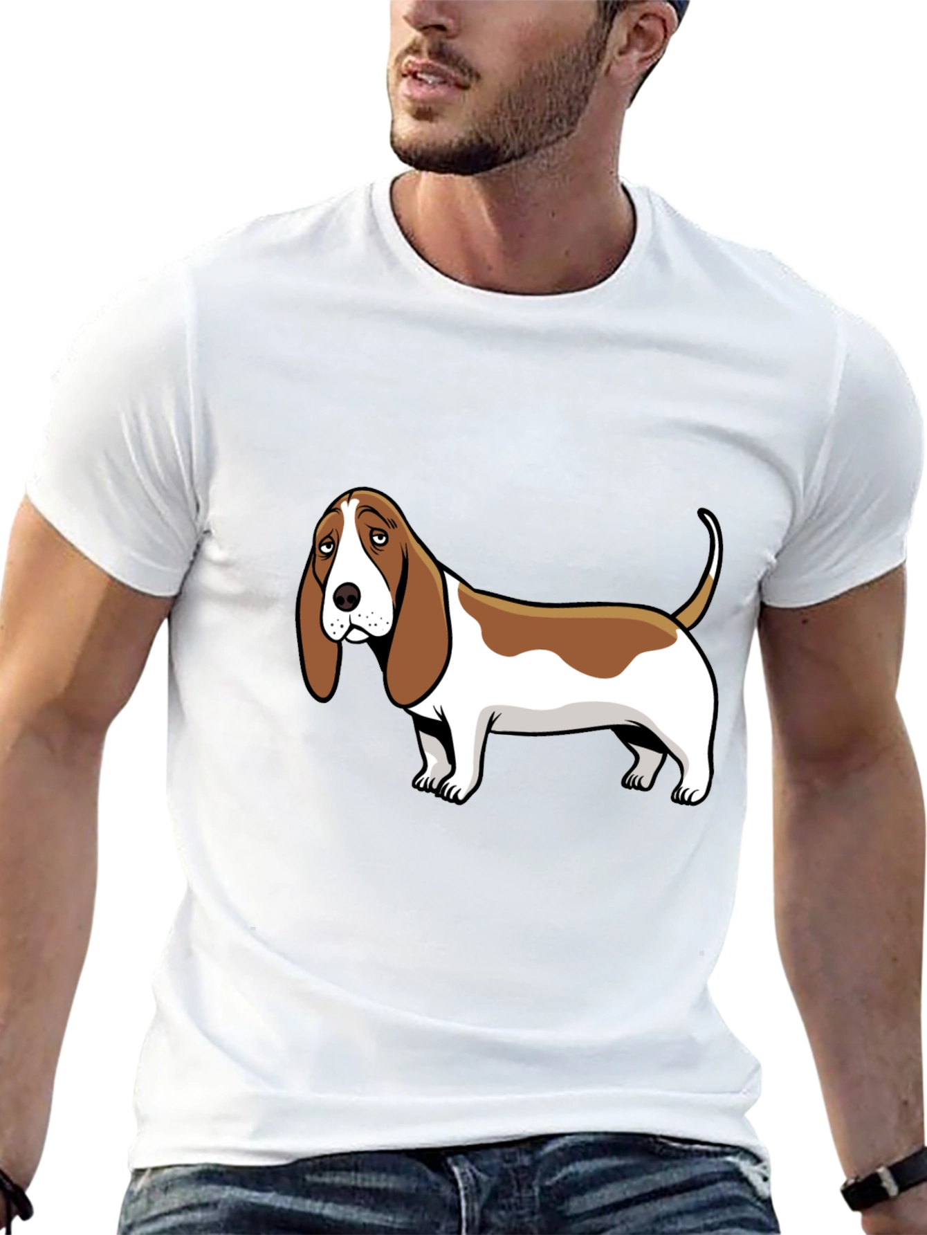 Basset Hound Dog Graphic Tee - Mens Black T-Shirt
