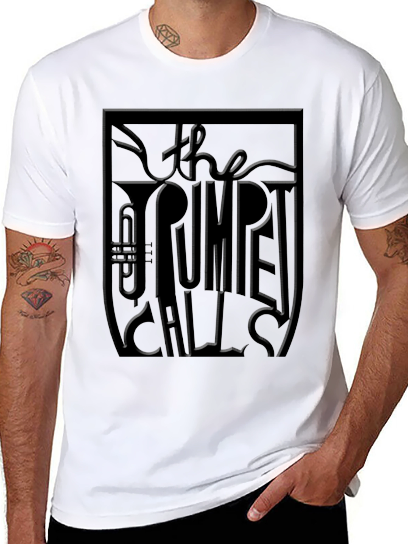 The Trumpet Call Embossed Graphic Tee - Black