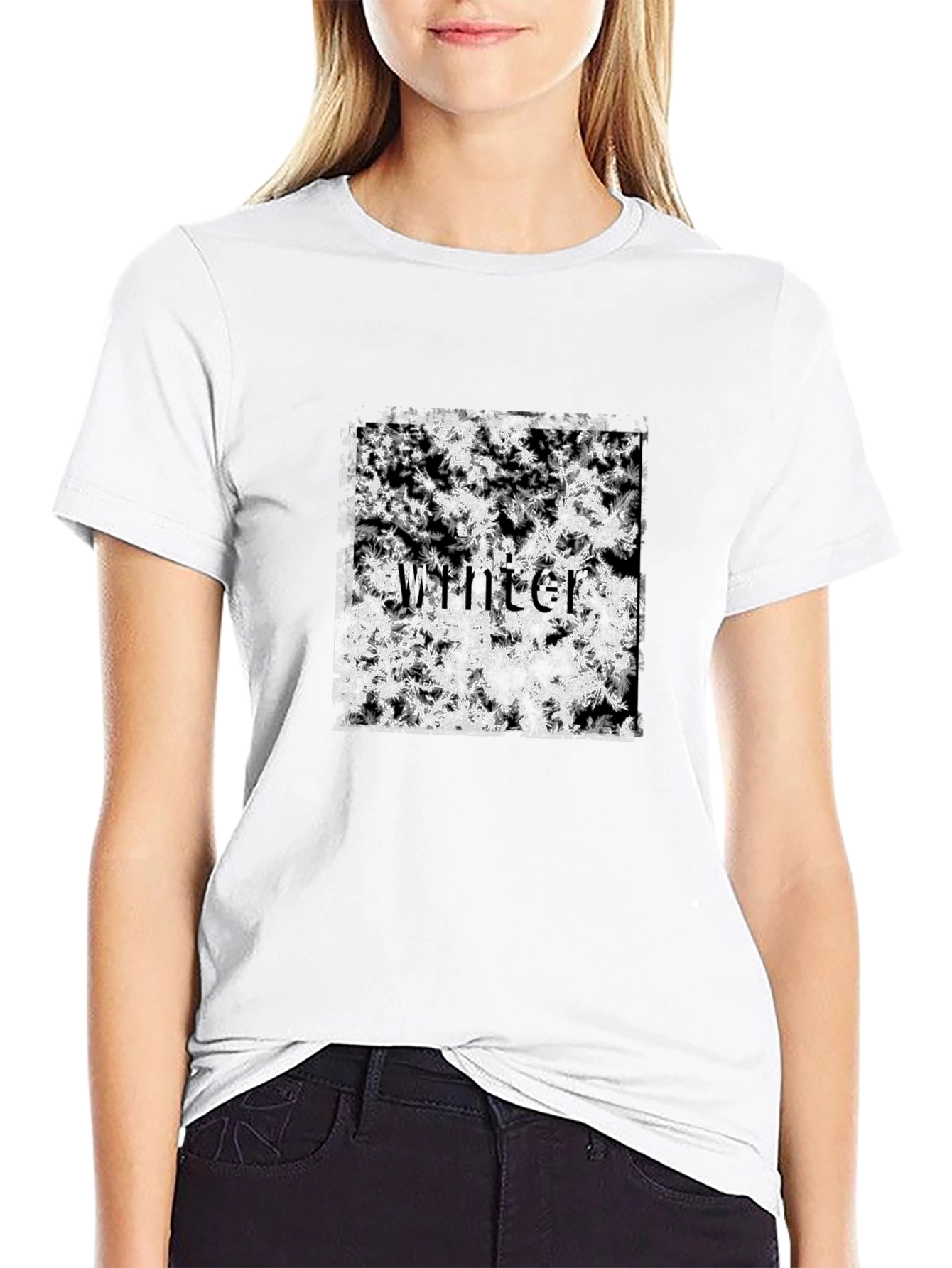 Winter Snowflake T-Shirt - Black Cotton Tee