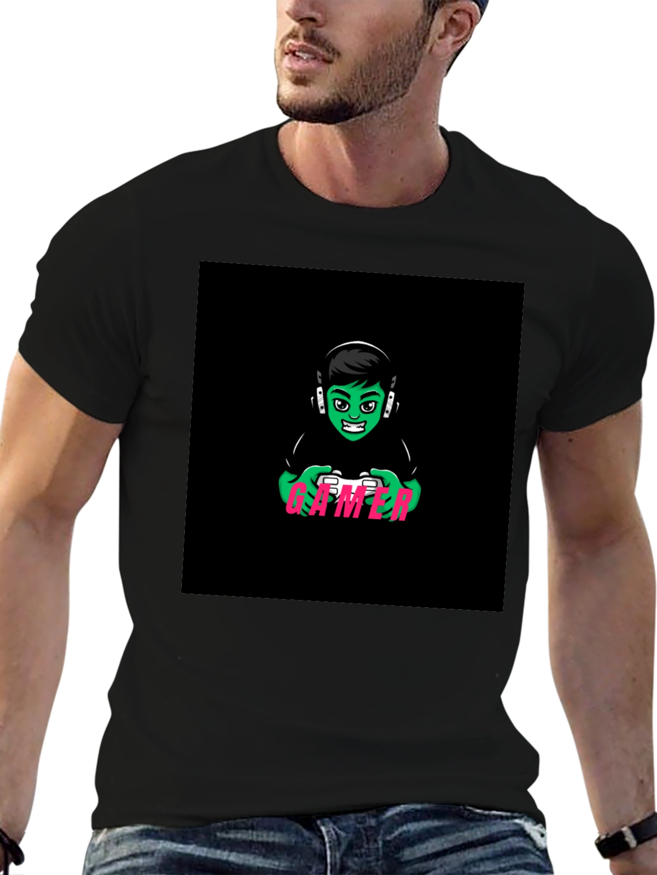 Gamer Graphic T-Shirt - Black Cotton Tee