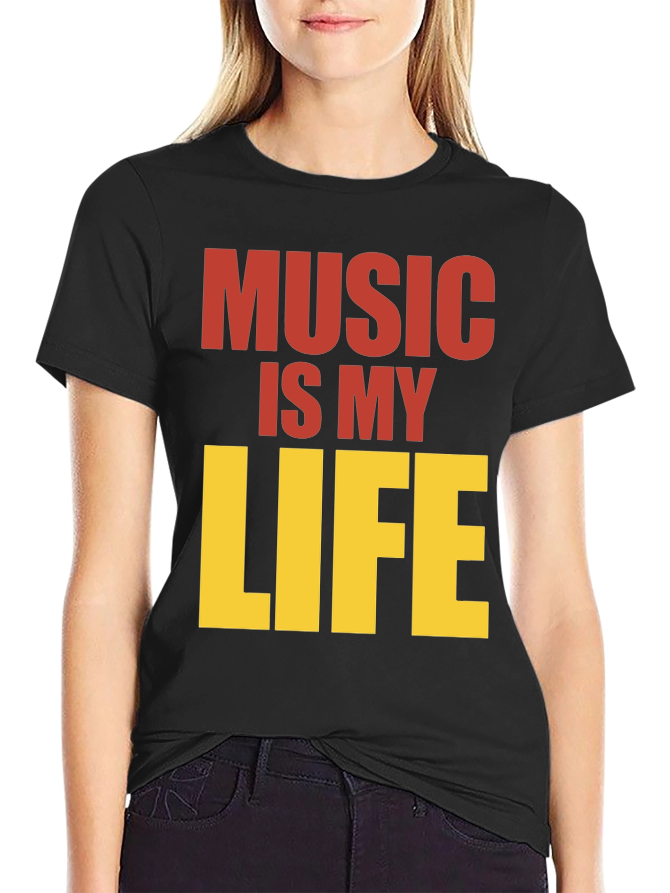 Music is My Life Graphic Tee - Black