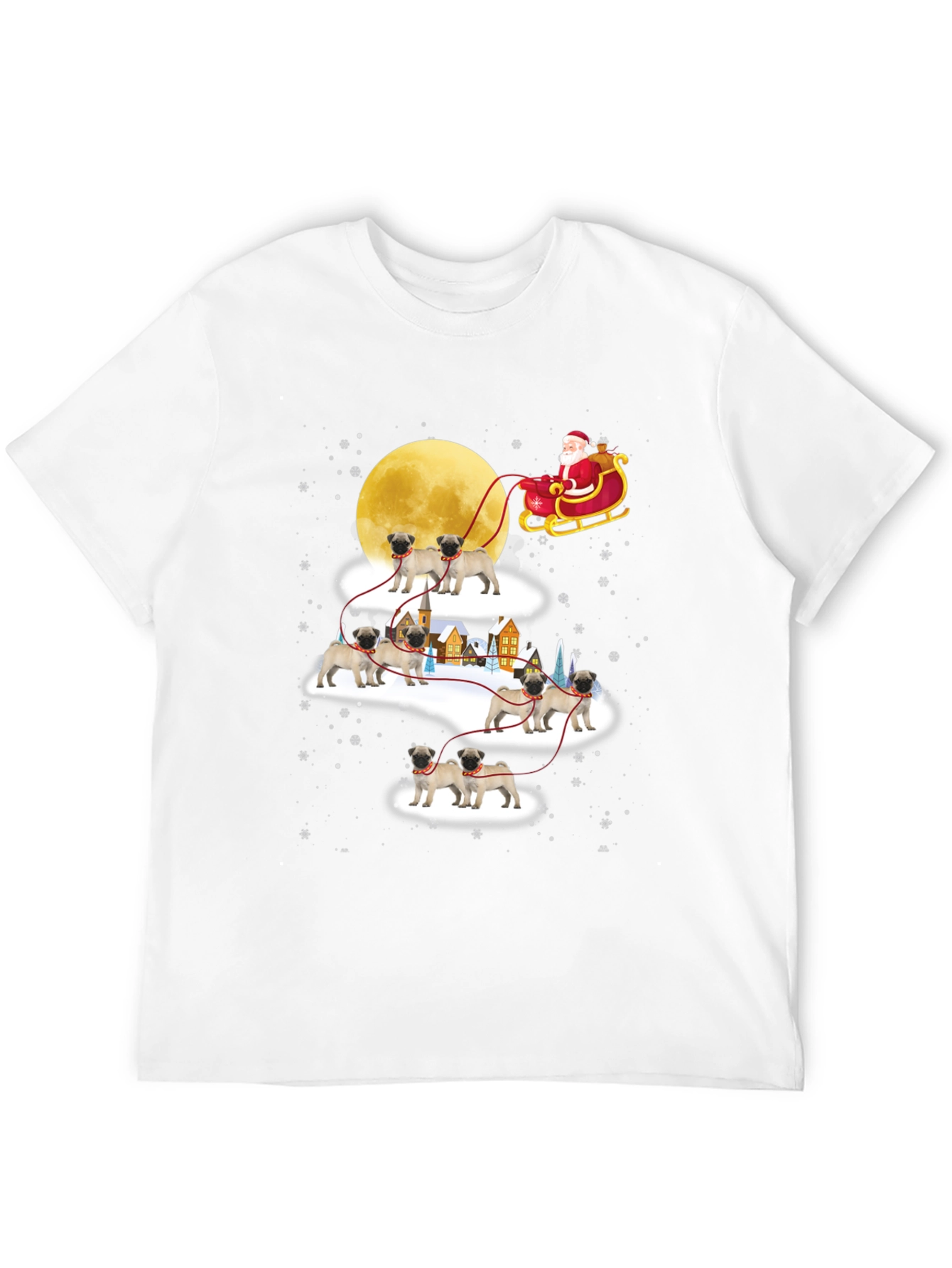 Christmas Pug Santa Sleigh T-Shirt