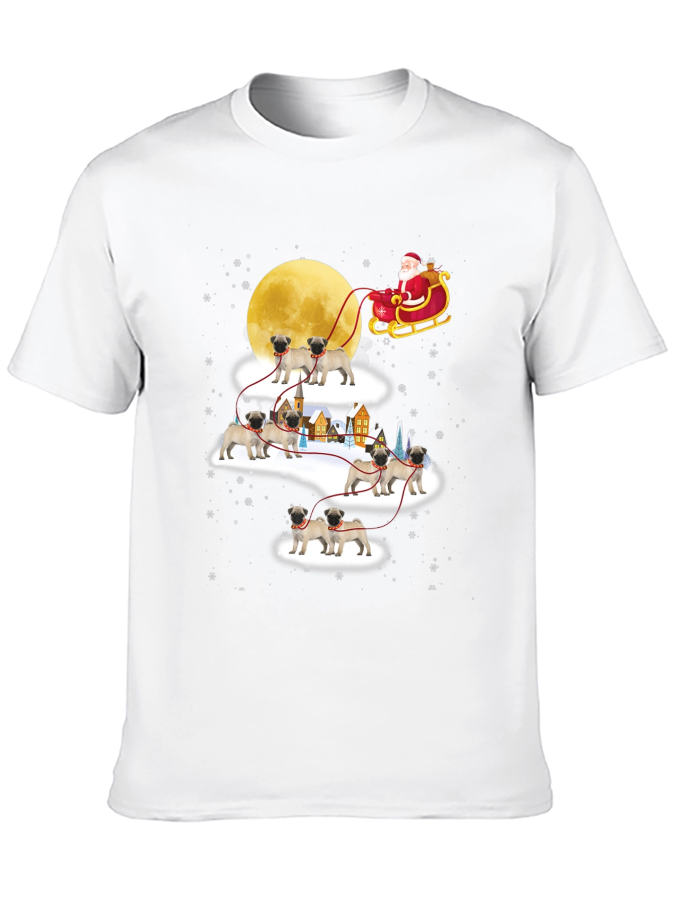 Christmas Pug Santa Sleigh T-Shirt