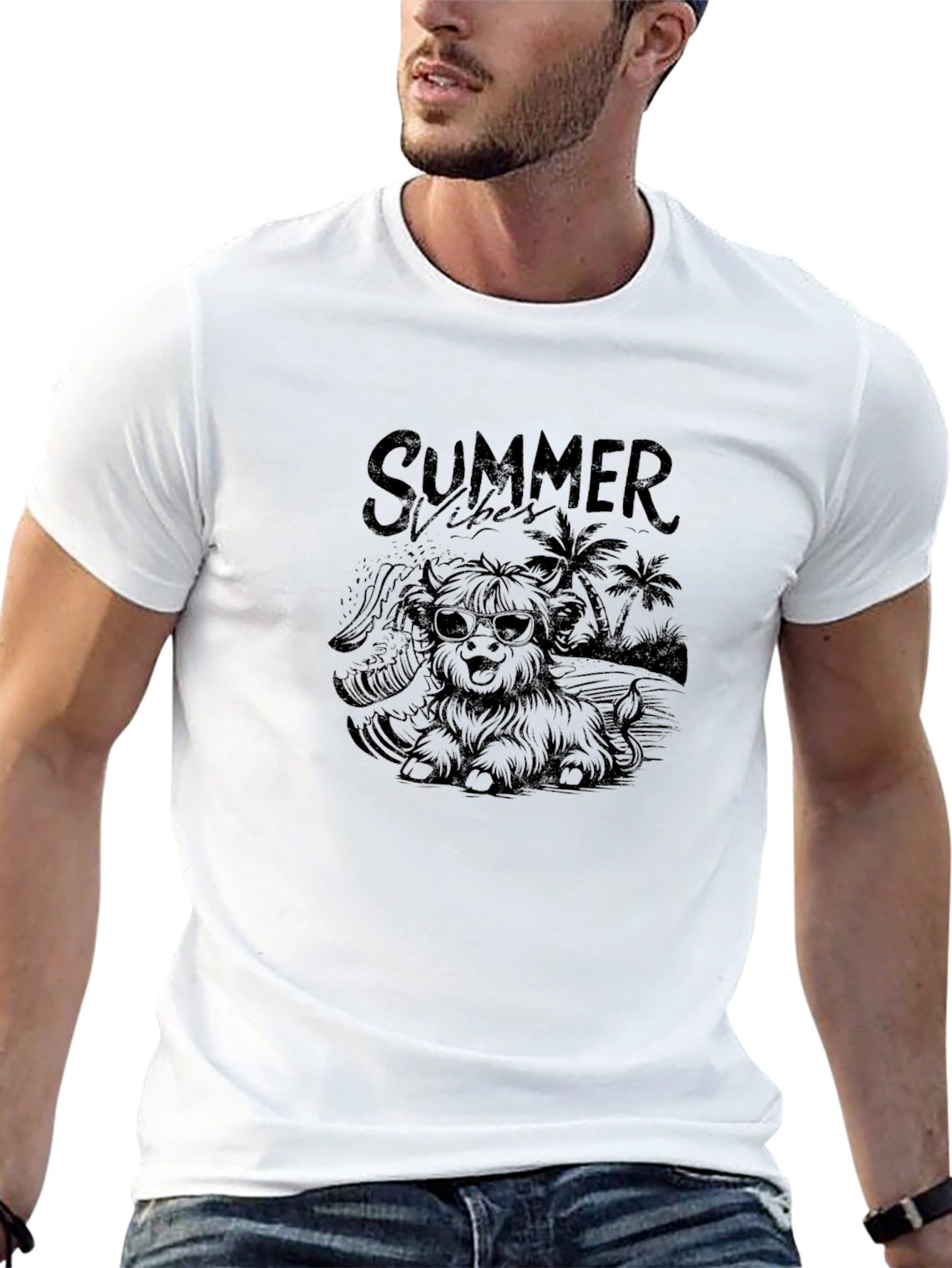 Summer Vibes Dog Graphic Tee - Black