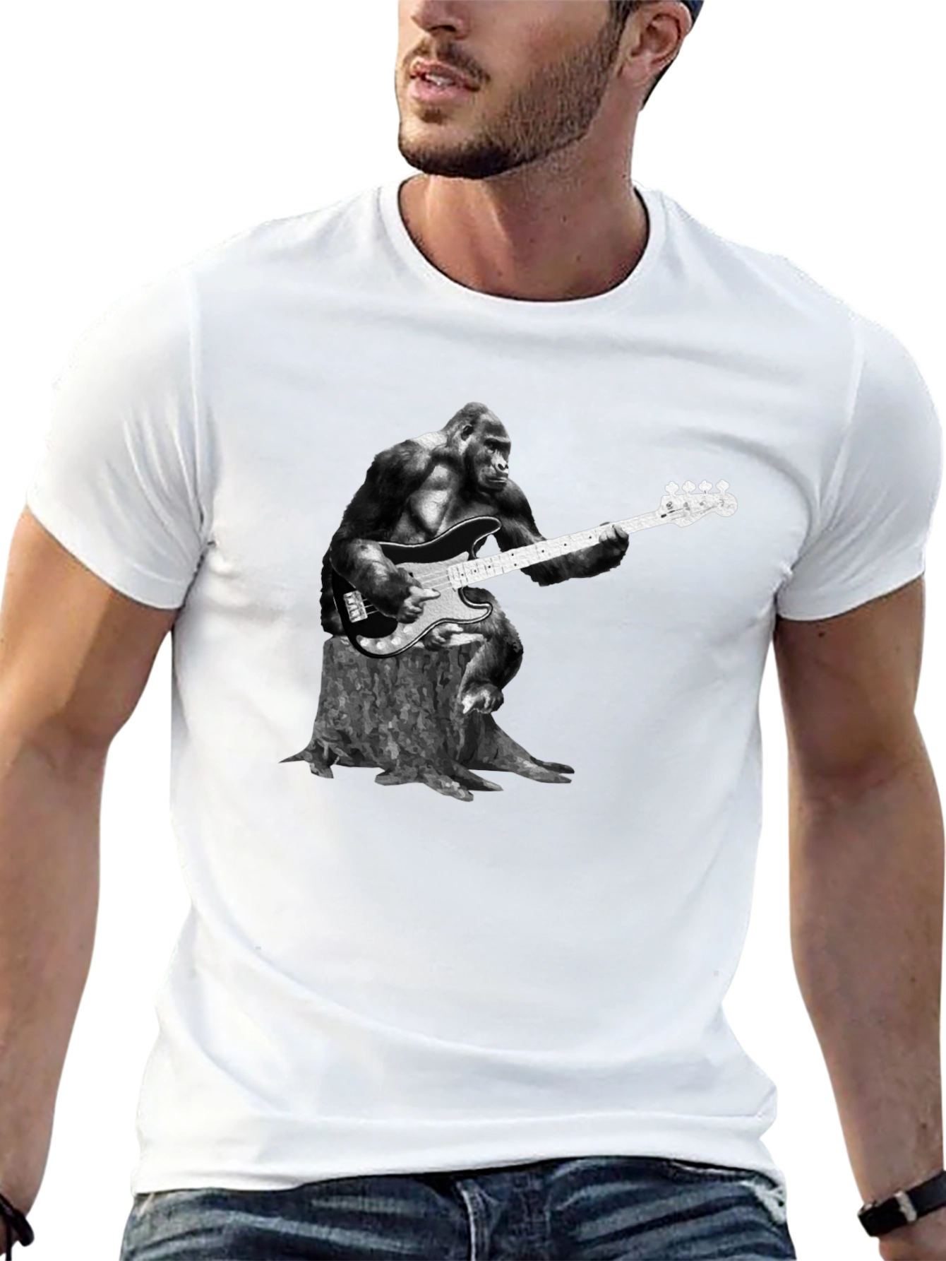 Gorilla Guitarist Graphic Tee - Black T-Shirt