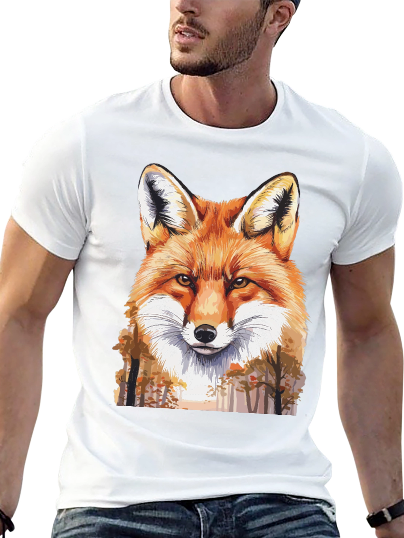 Fox Graphic Print Black T-Shirt