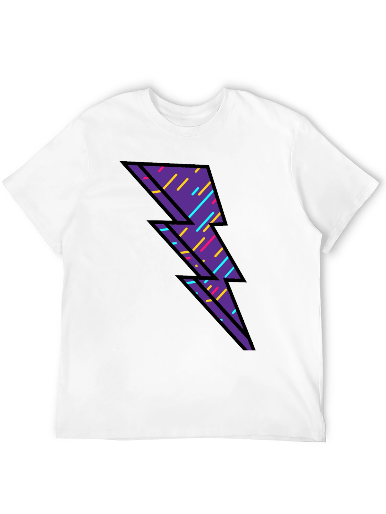 Retro Lightning Bolt Graphic T-Shirt - Black