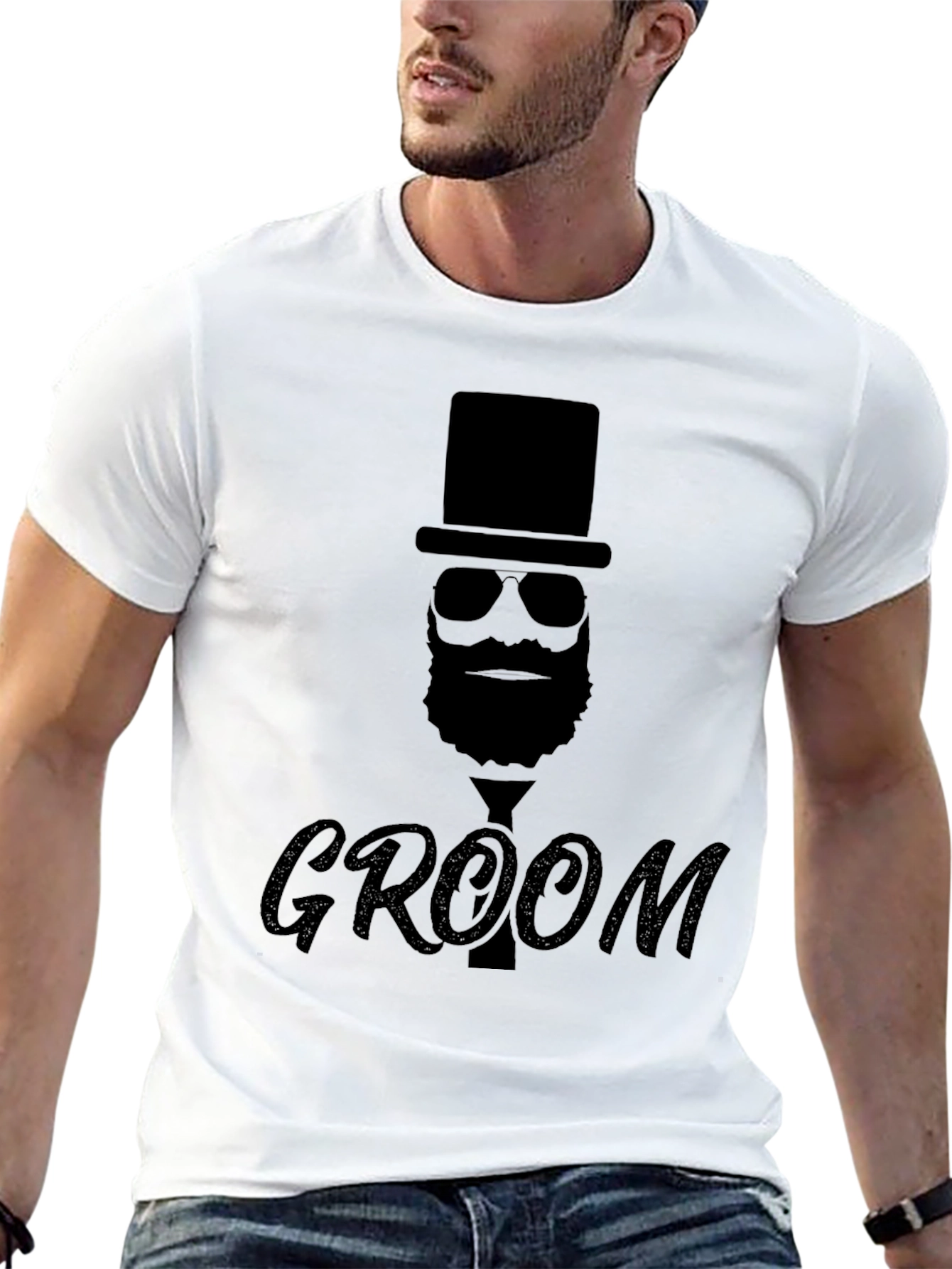 Groom Top Hat Bearded Man T-Shirt