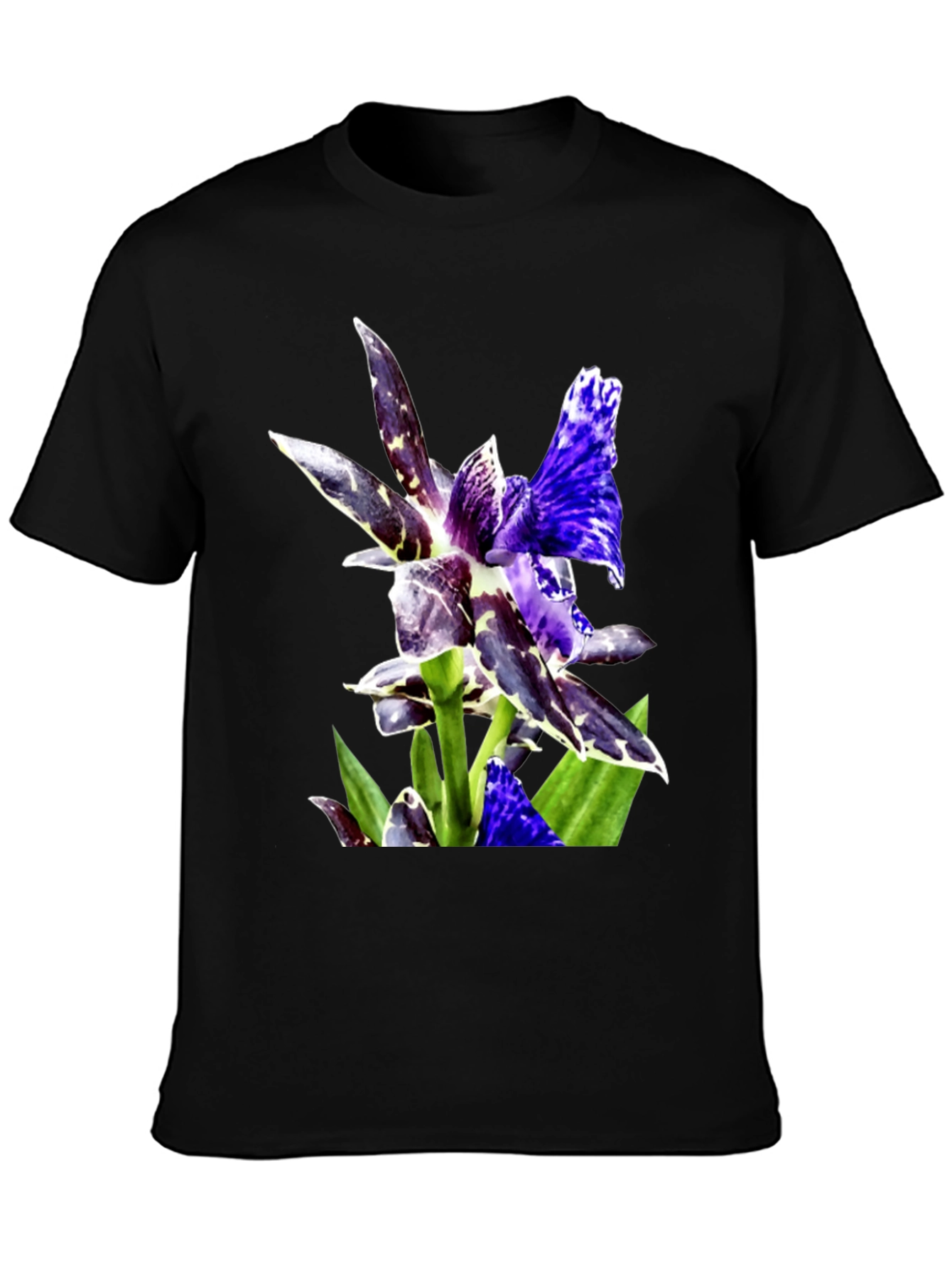 Botanical Orchid Graphic Tee - Black
