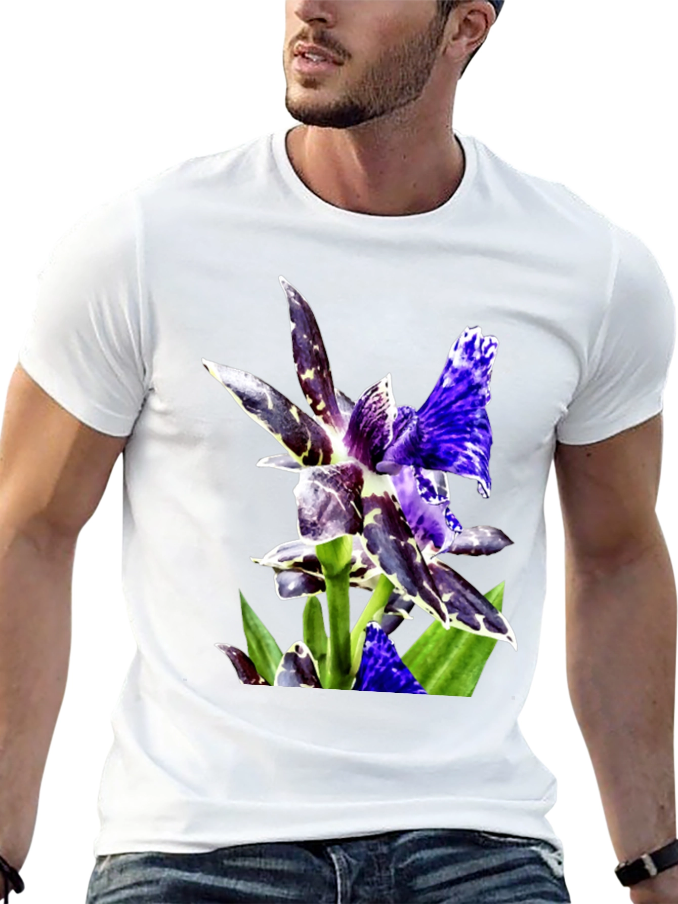Botanical Orchid Graphic Tee - Black