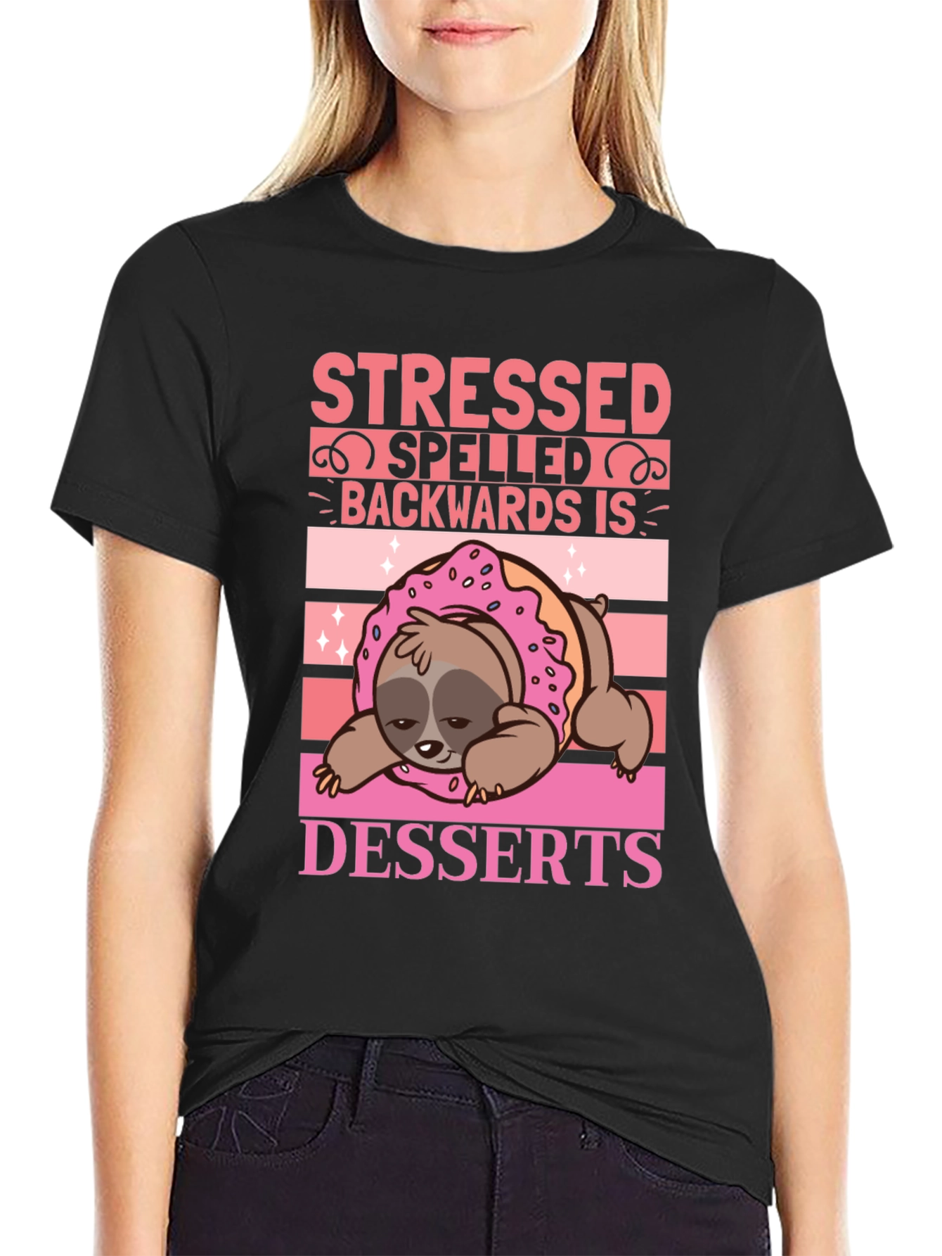 Stressed Spelled Backwards is Desserts Sloth T-Shirt