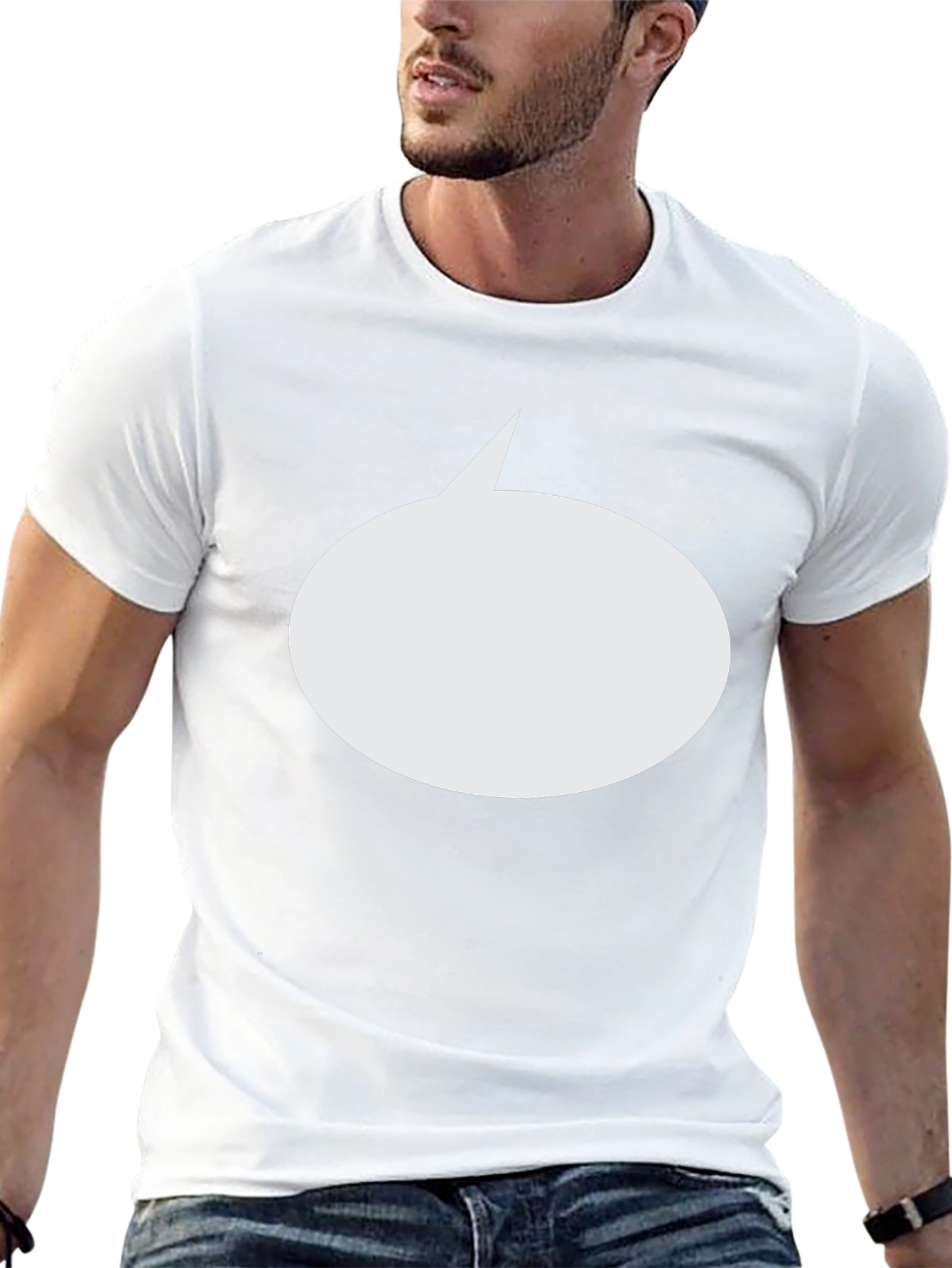 Mens Black T-Shirt with Blank Speech Bubble Design