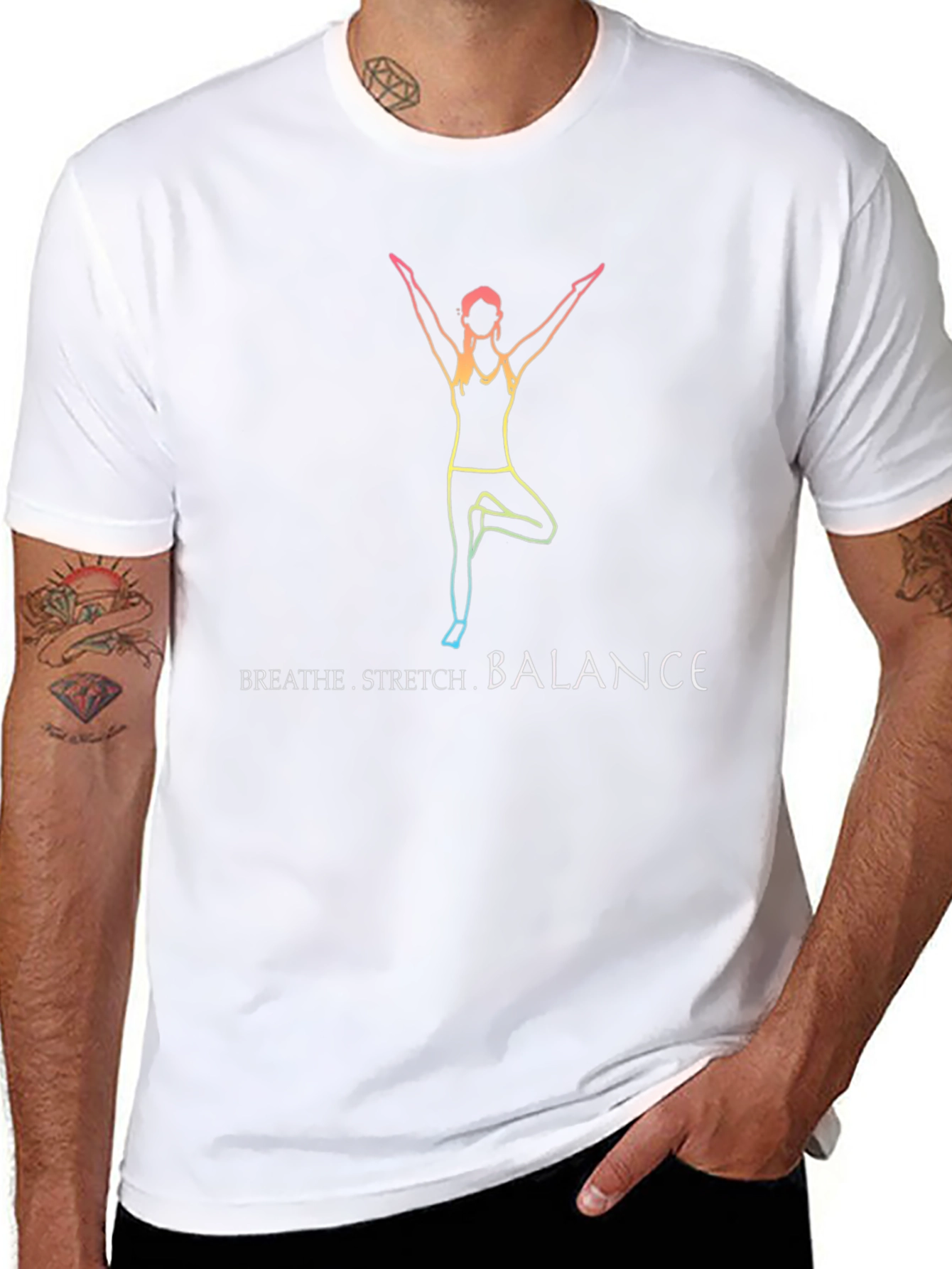 Yoga Pose Graphic T-Shirt - Breathe Stretch Balance