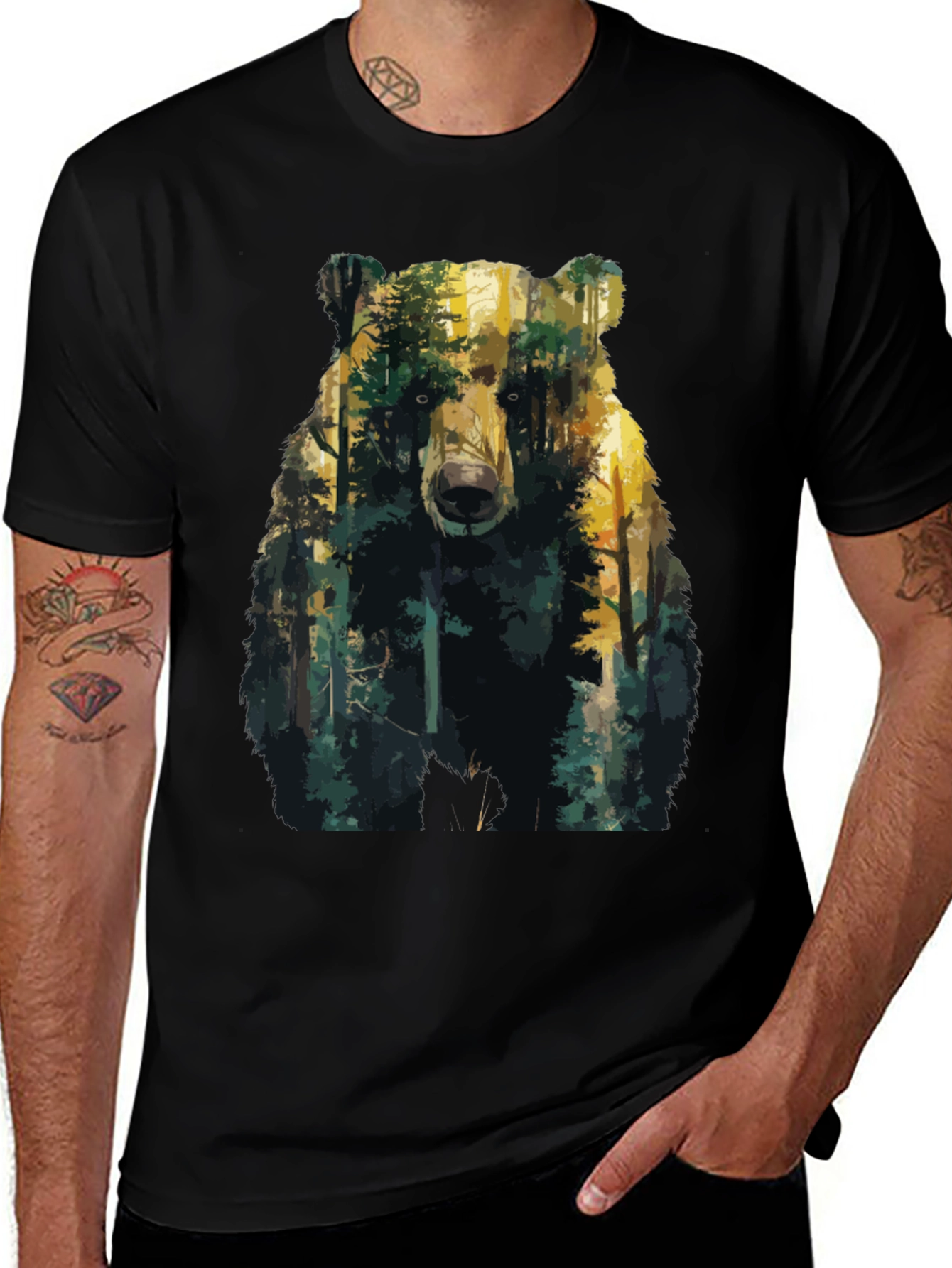 Bear Forest Graphic T-Shirt - Nature Inspired Tee