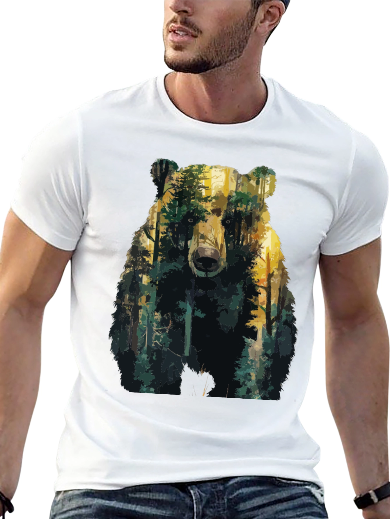 Bear Forest Graphic T-Shirt - Nature Inspired Tee
