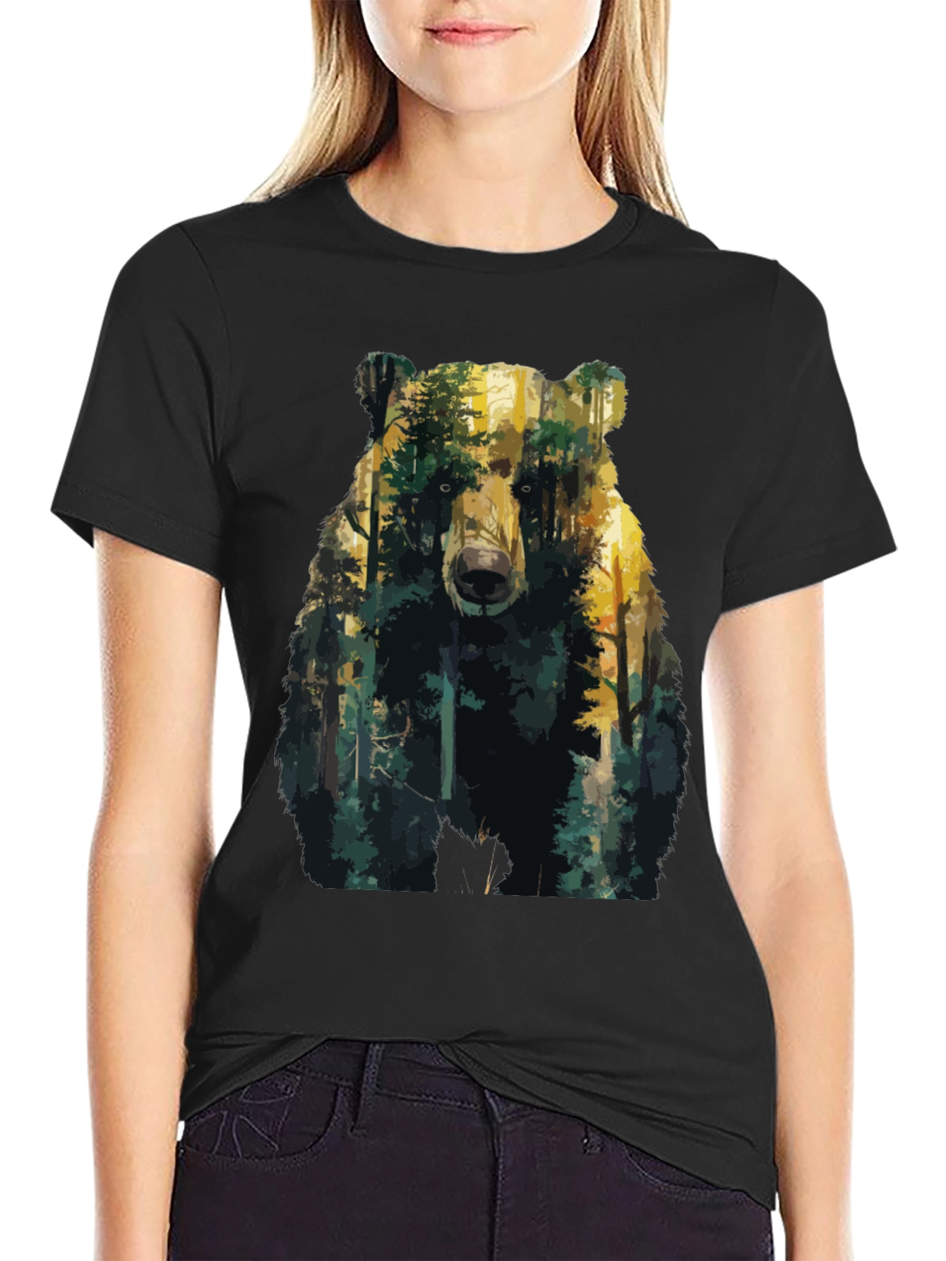 Bear Forest Graphic T-Shirt - Nature Inspired Tee