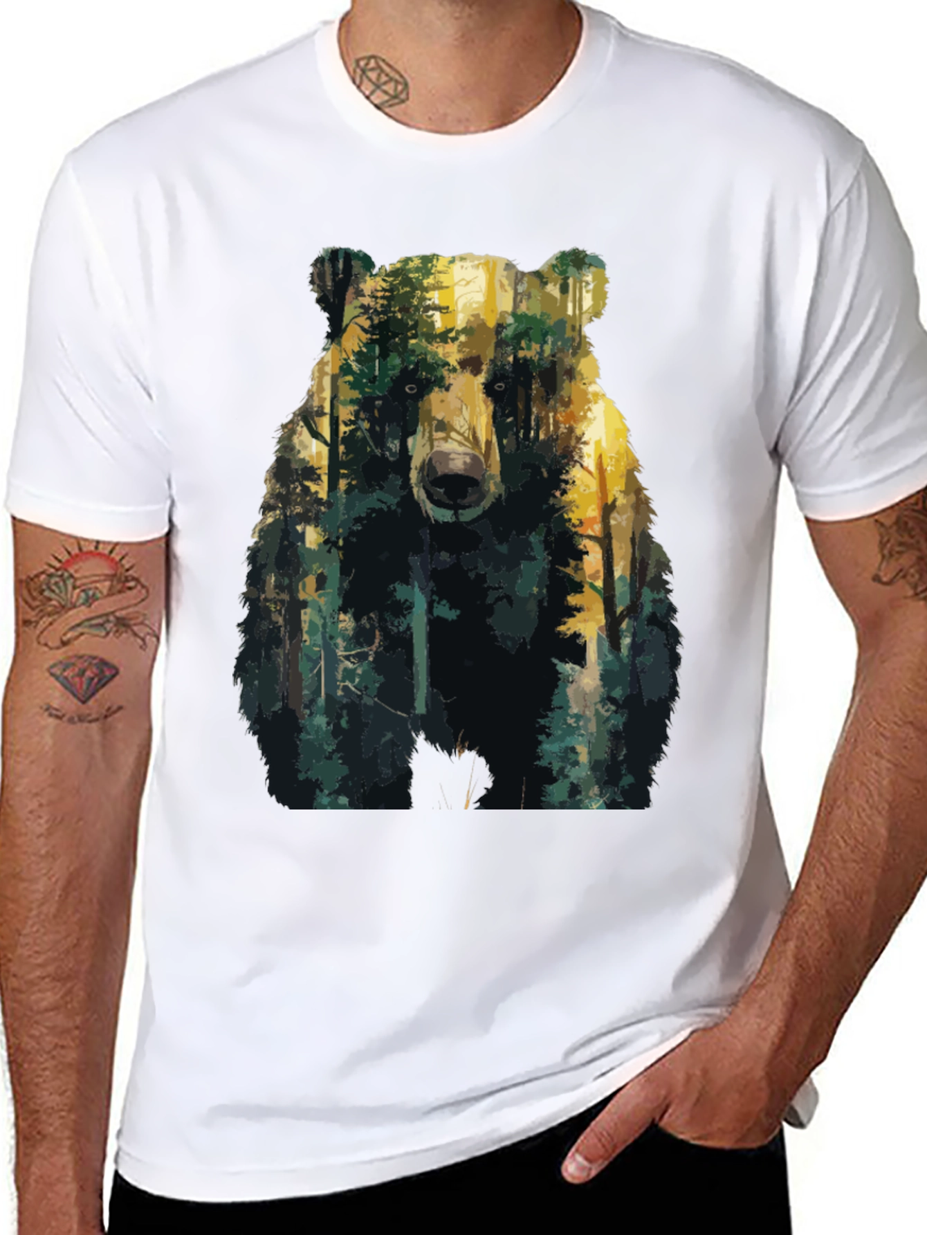 Bear Forest Graphic T-Shirt - Nature Inspired Tee