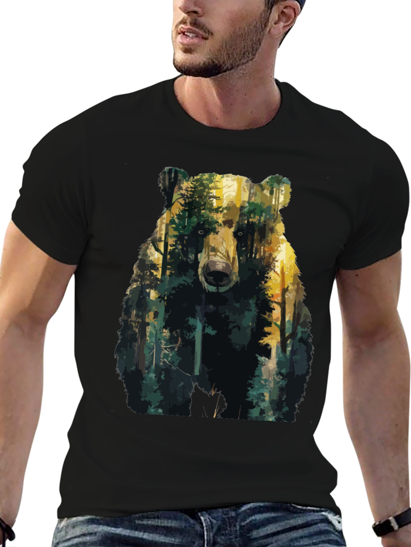 Bear Forest Graphic T-Shirt - Nature Inspired Tee