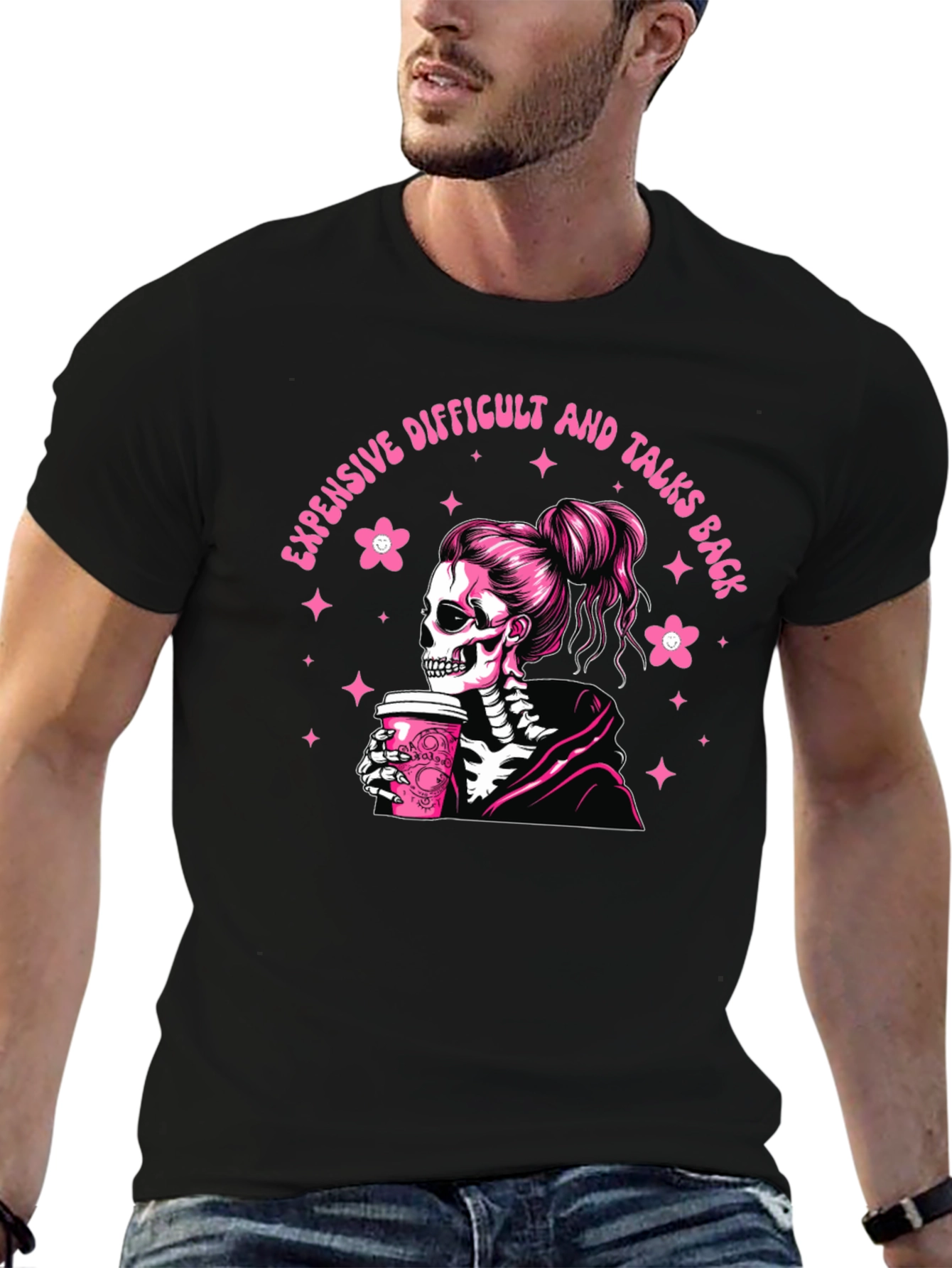 Expensive Difficult Talks Back Skeleton Graphic Tee