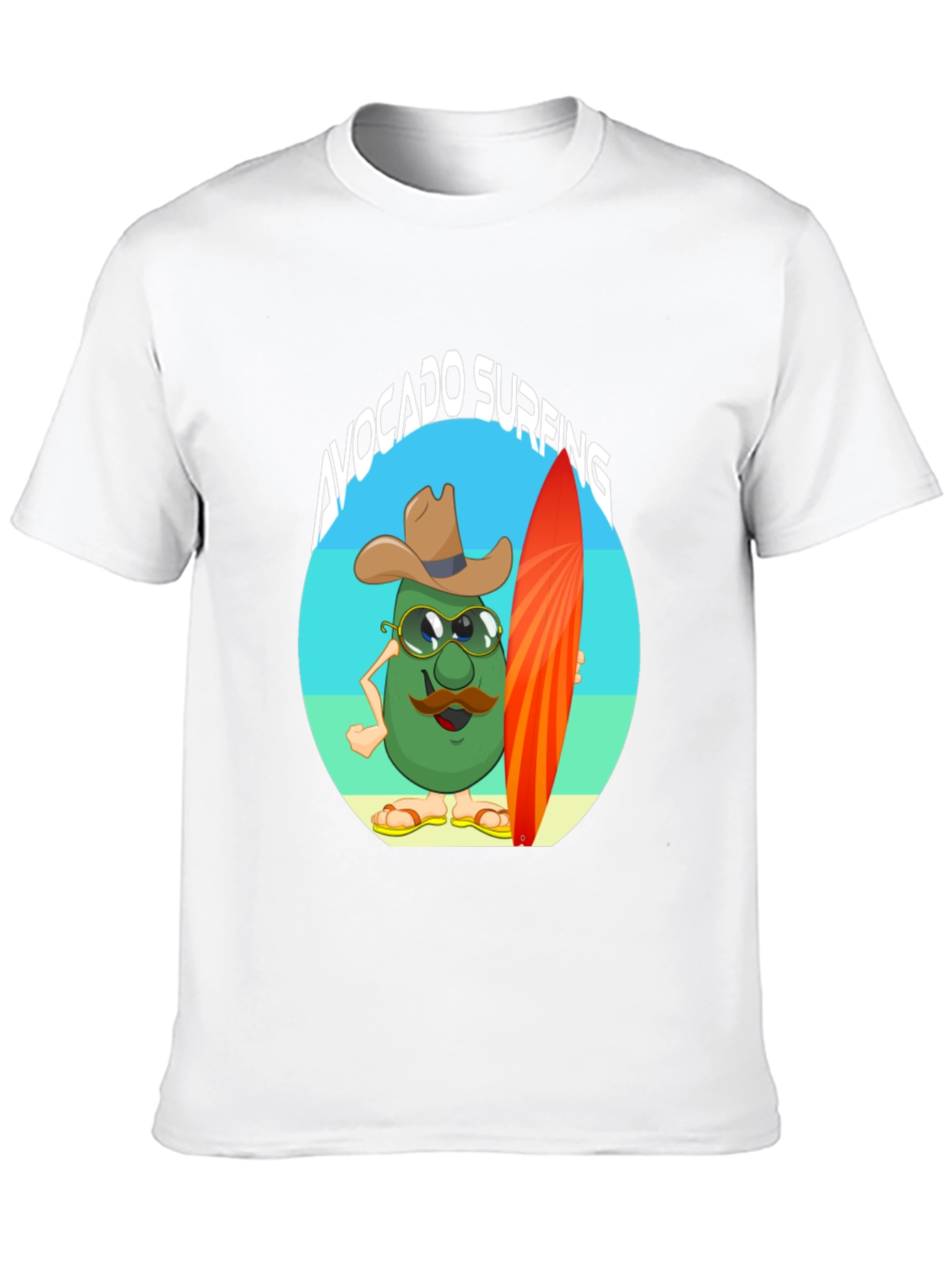 Avocado Surfing Cartoon T-Shirt - Summer Fun