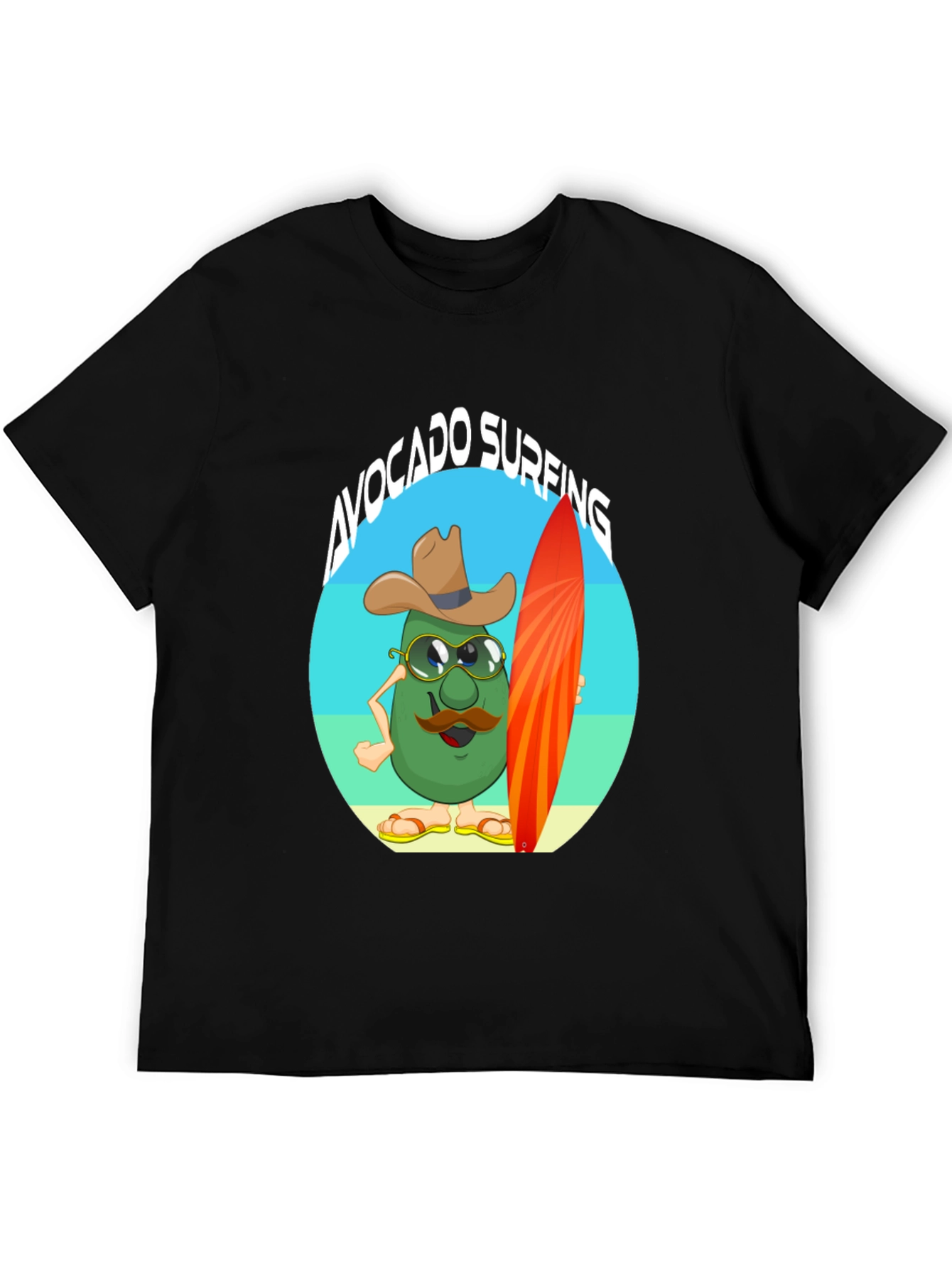 Avocado Surfing Cartoon T-Shirt - Summer Fun