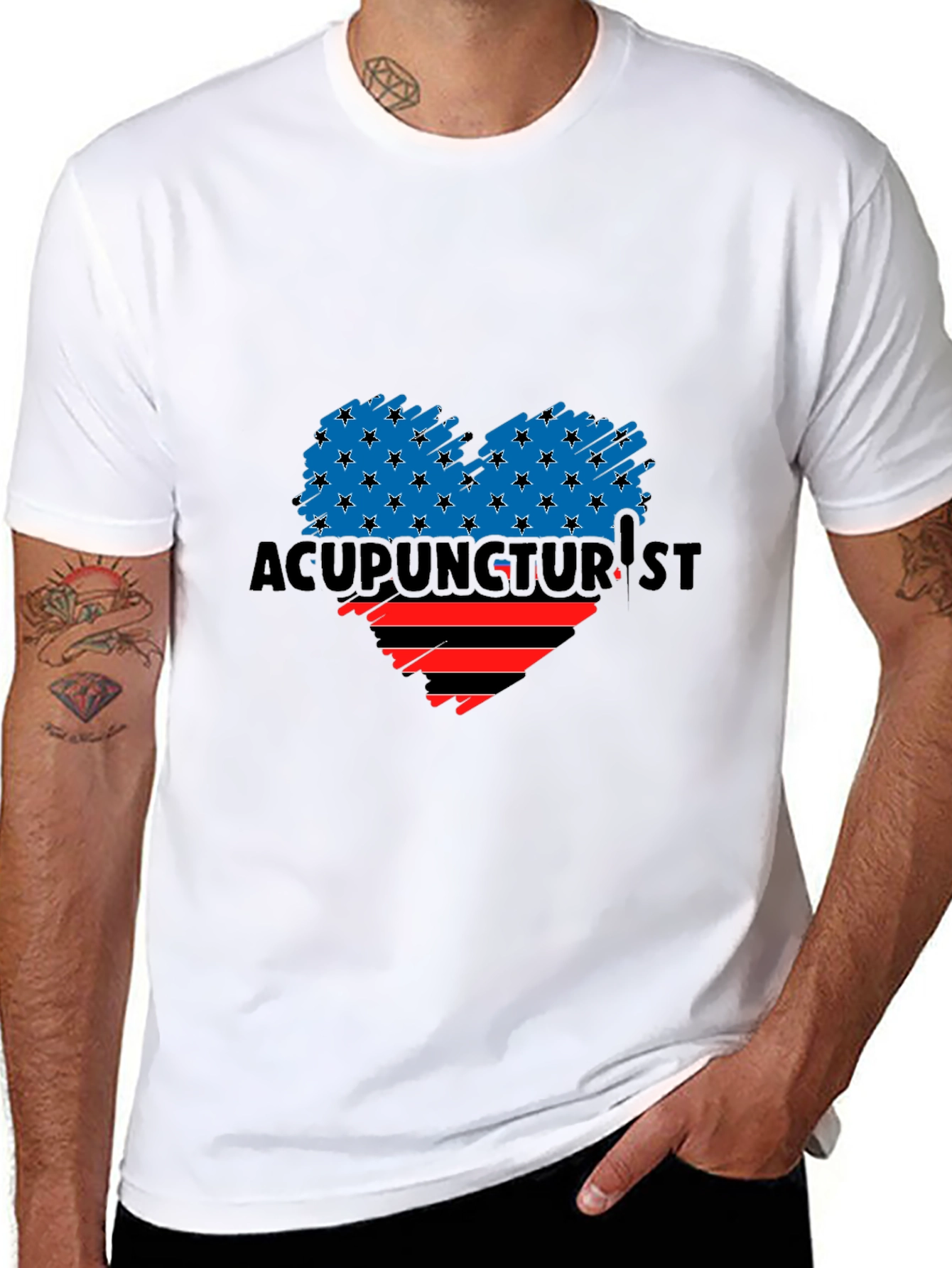 Acupuncturist Flag Heart T-Shirt