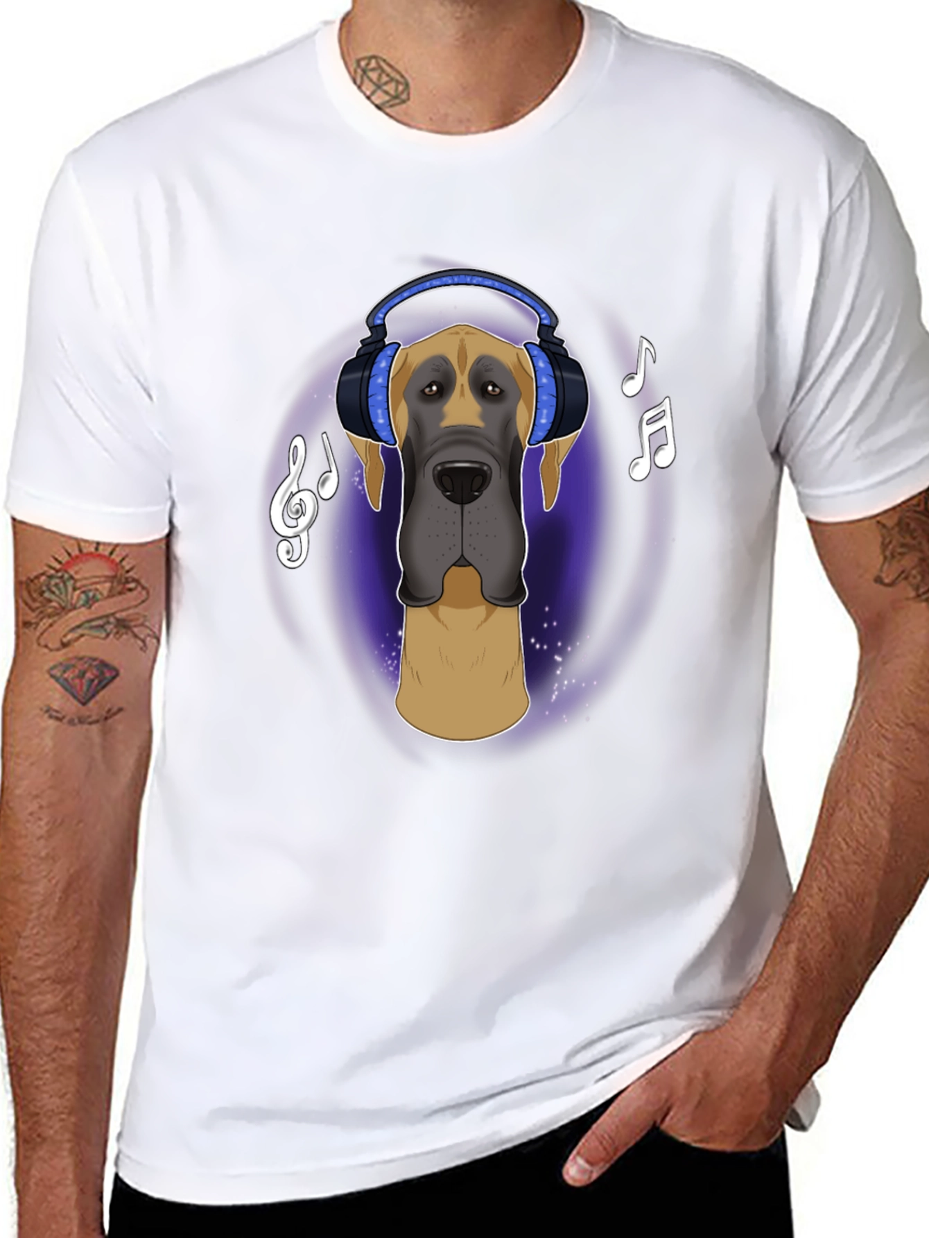 Dog with Headphones T-Shirt - Music Lover Tee
