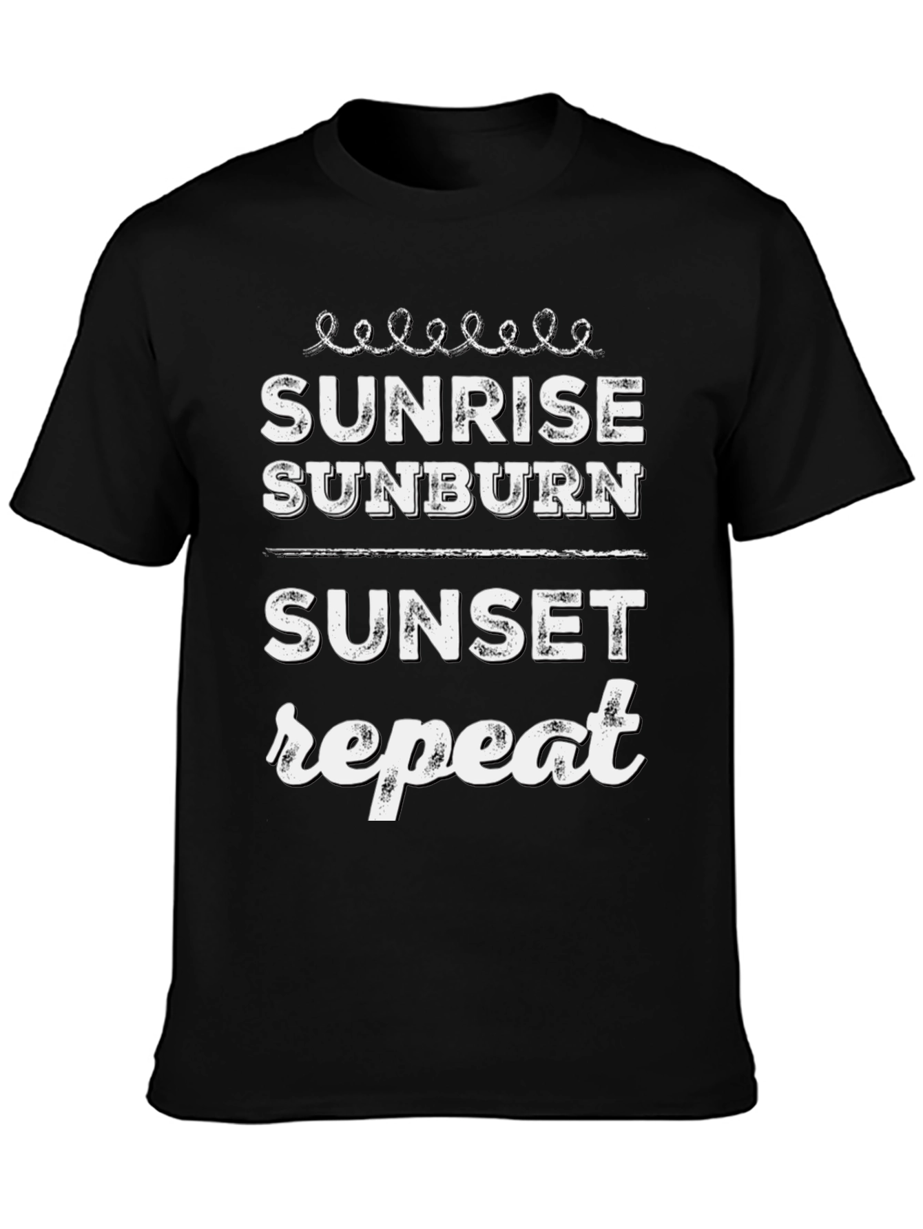 Sunrise Sunburn Sunset Repeat Black Graphic Tee