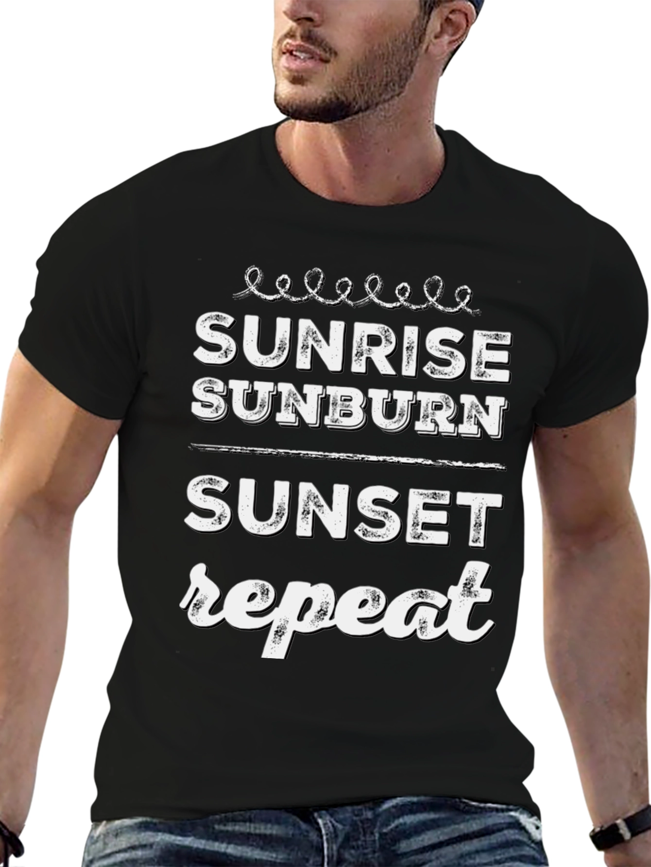 Sunrise Sunburn Sunset Repeat Black Graphic Tee