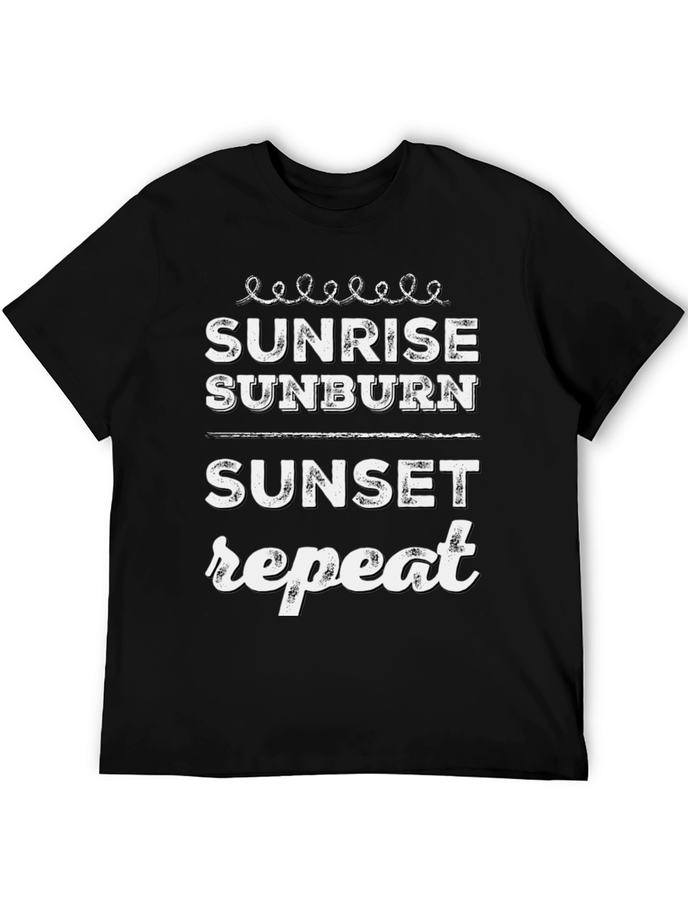 Sunrise Sunburn Sunset Repeat Black Graphic Tee
