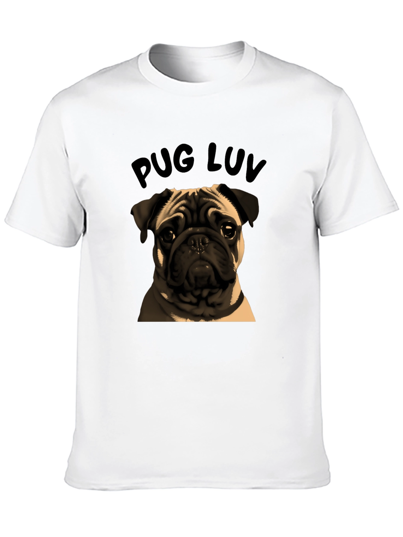 Pug Luv Graphic Tee - Black Cotton Comfort