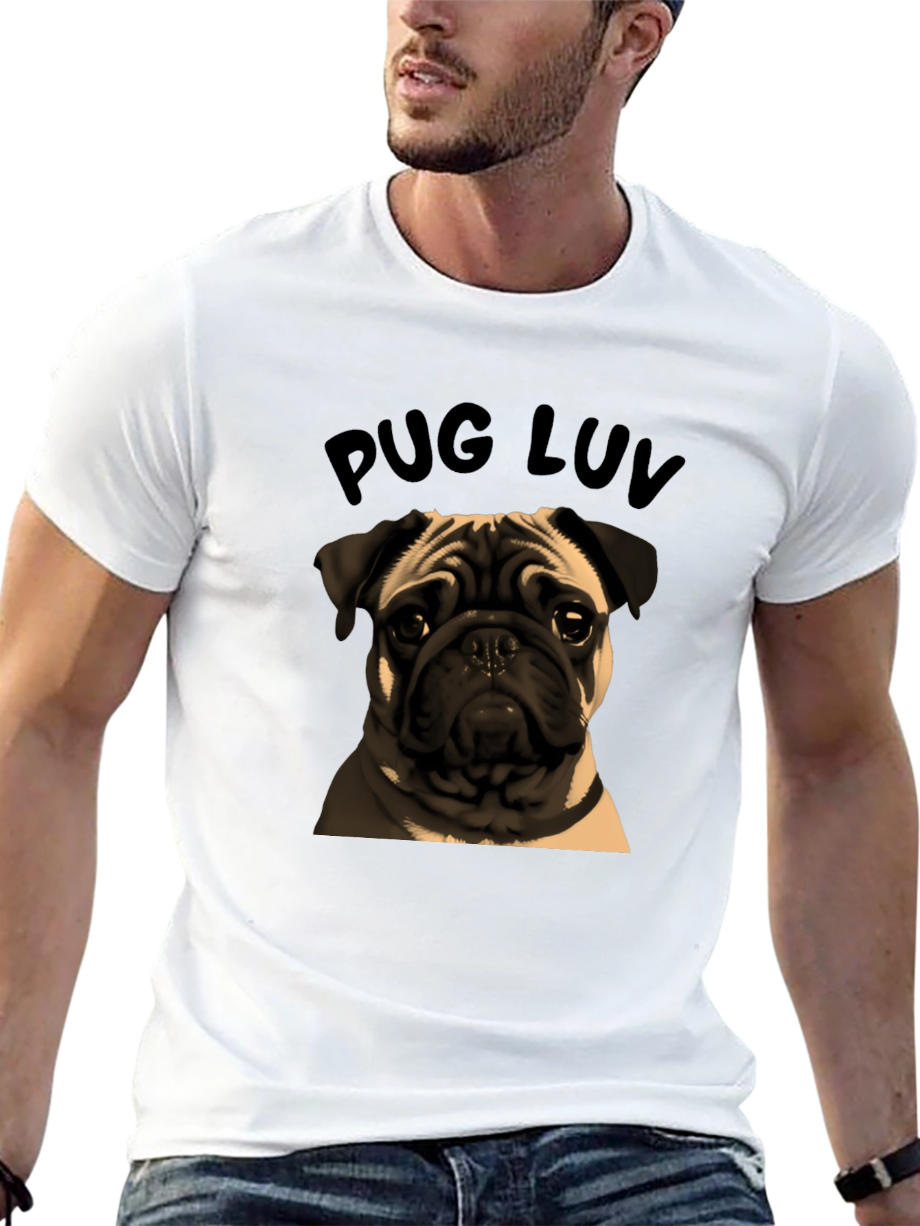 Pug Luv Graphic Tee - Black Cotton Comfort