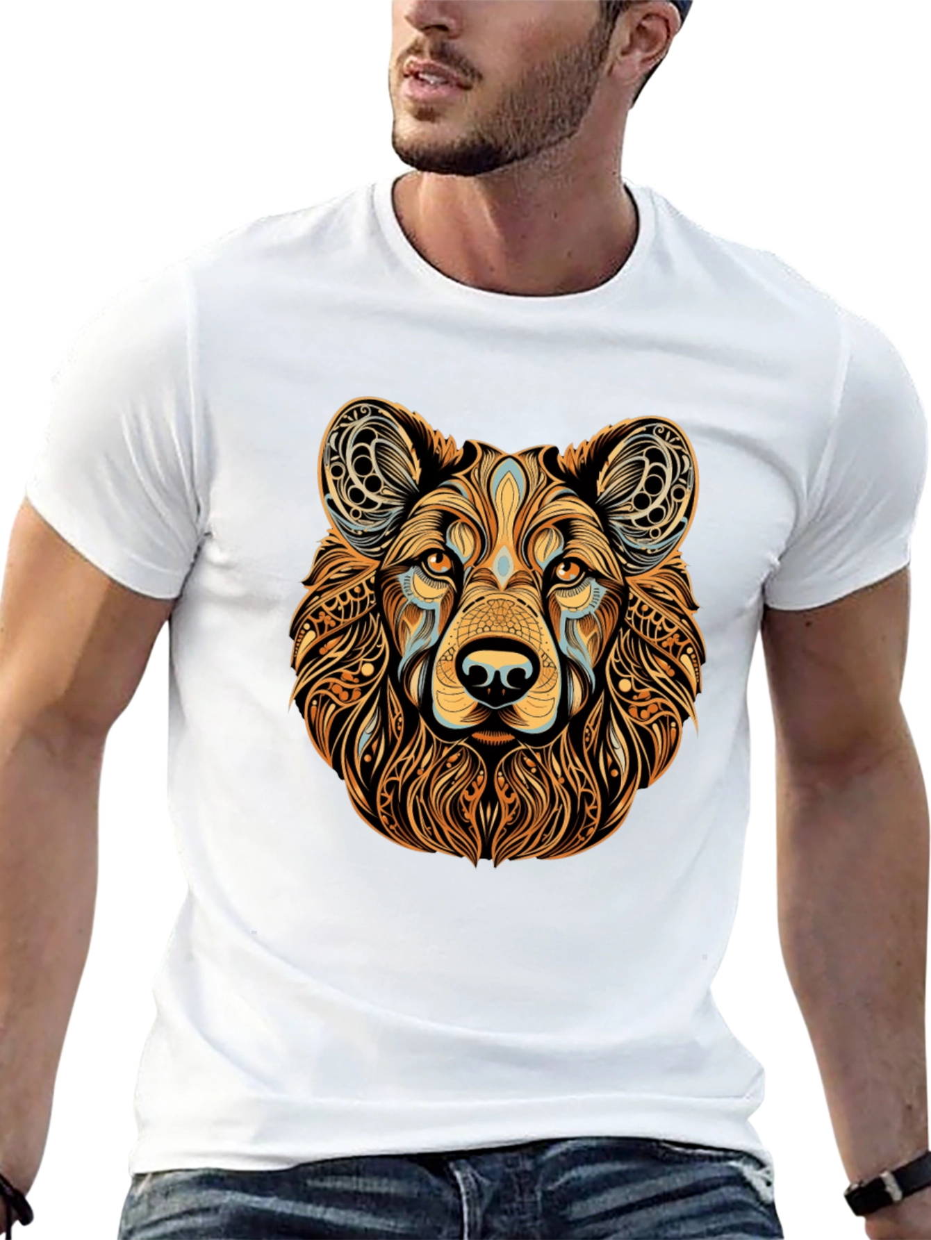 Tribal Bear Graphic Black T-Shirt