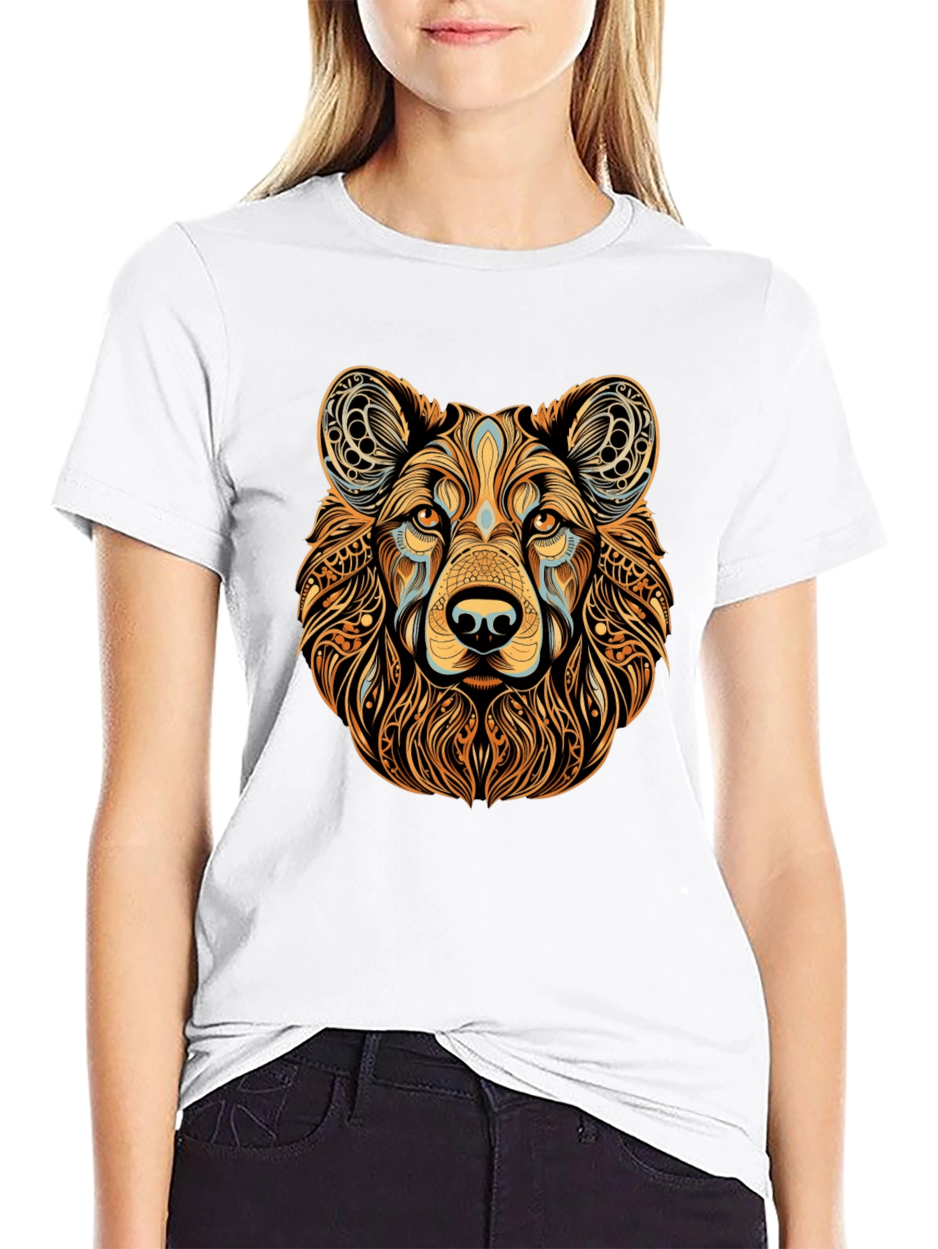 Tribal Bear Graphic Black T-Shirt