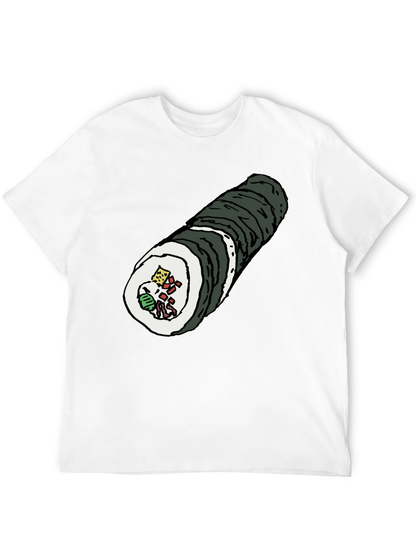 Sushi Roll Graphic Tee - Black Cotton T-Shirt