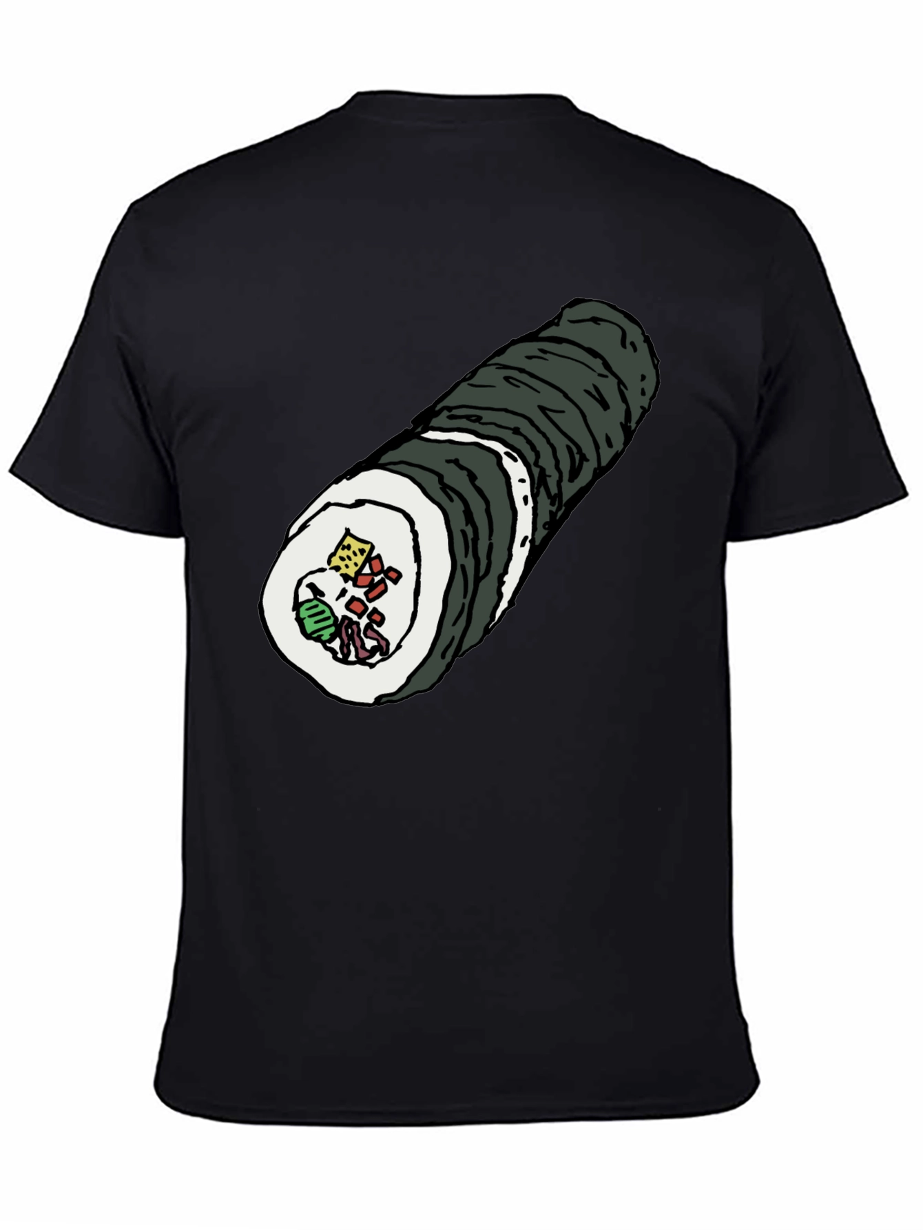 Sushi Roll Graphic Tee - Black Cotton T-Shirt