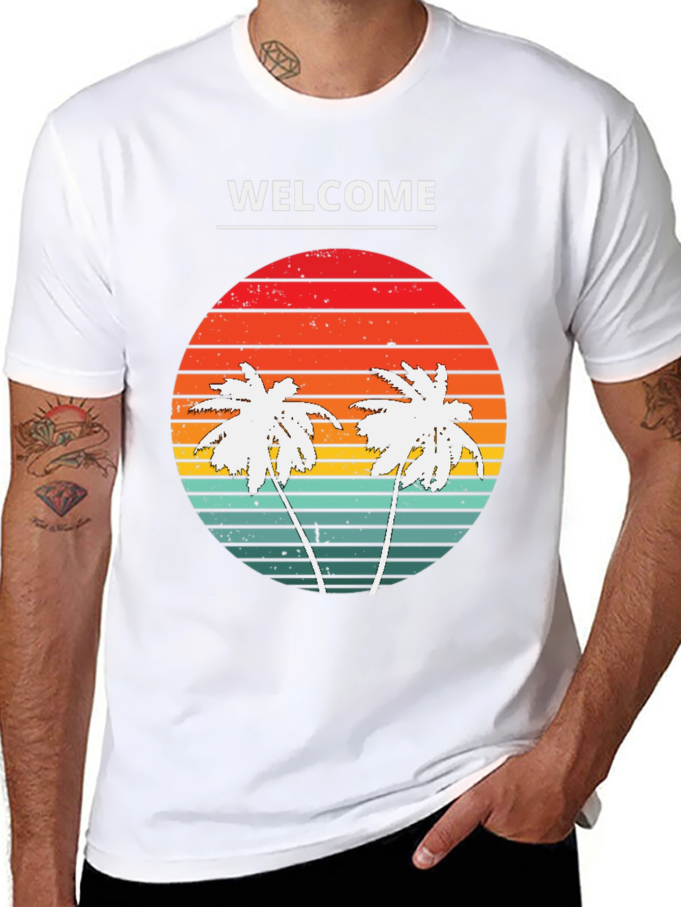 Welcome Palm Tree Sunset Graphic Tee