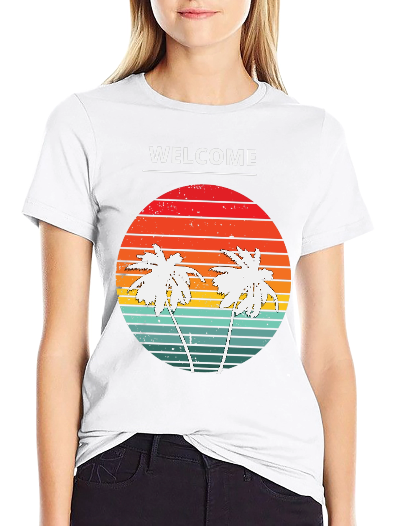 Welcome Palm Tree Sunset Graphic Tee