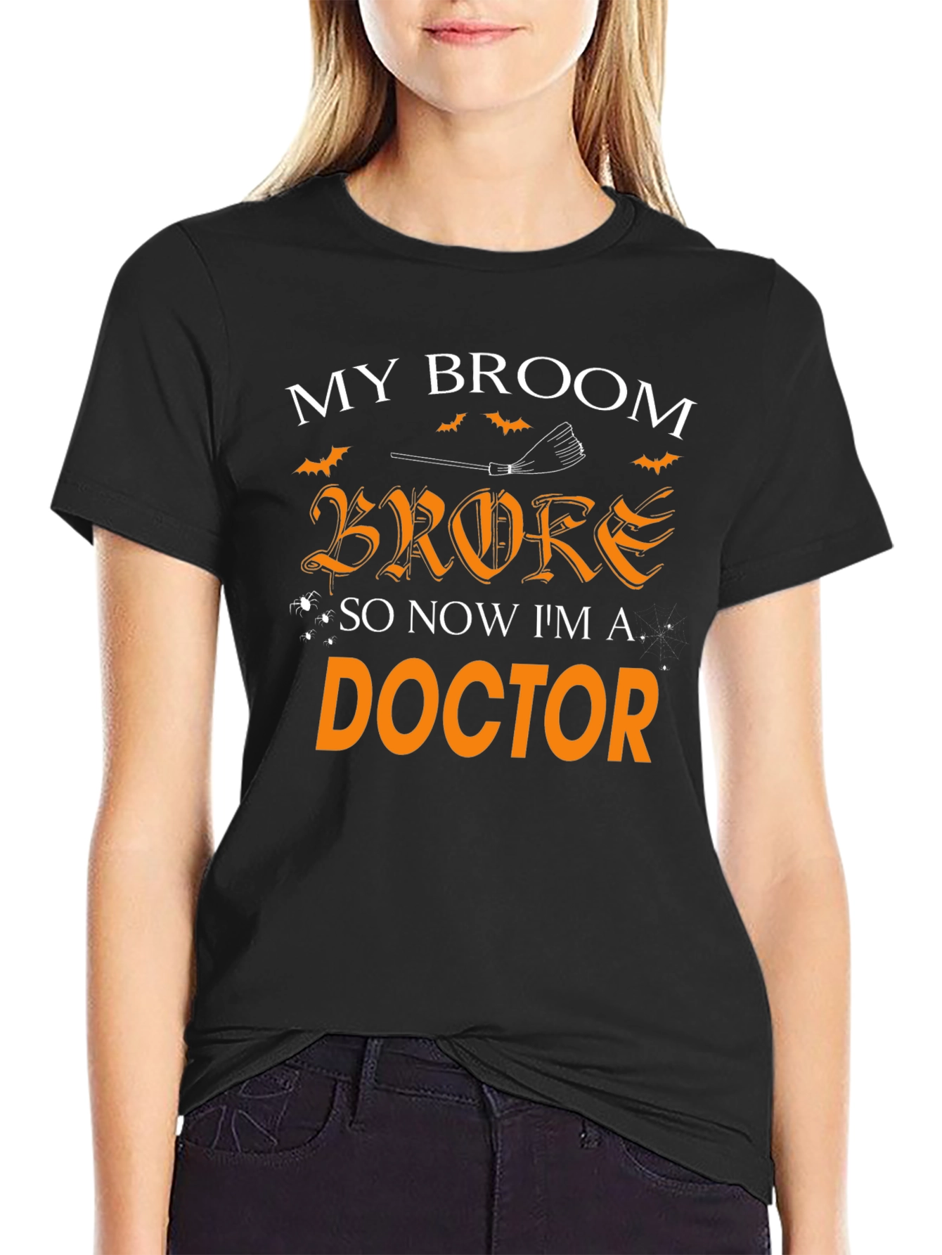 Funny Halloween Doctor T-Shirt - Broken Broom