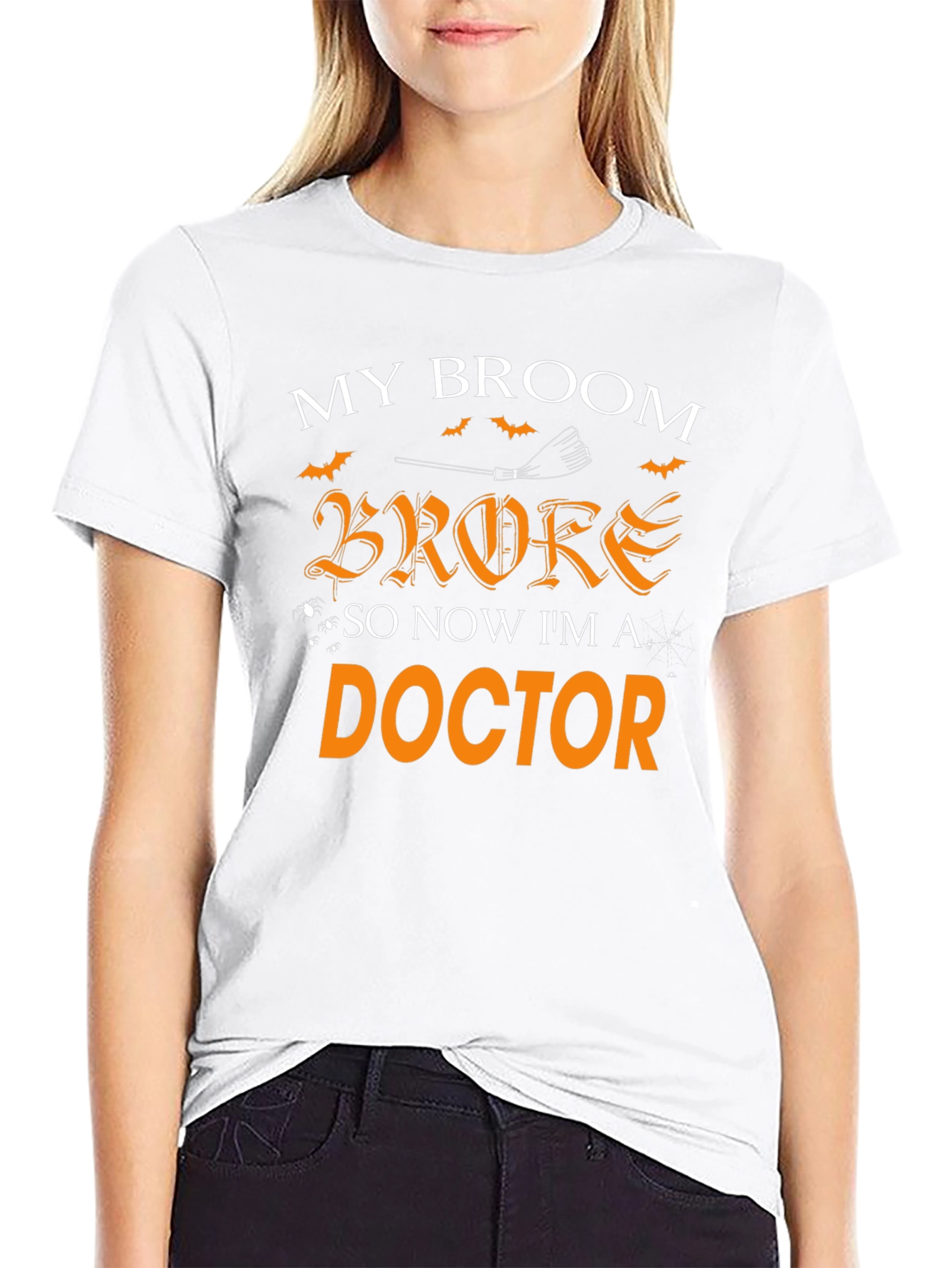 Funny Halloween Doctor T-Shirt - Broken Broom