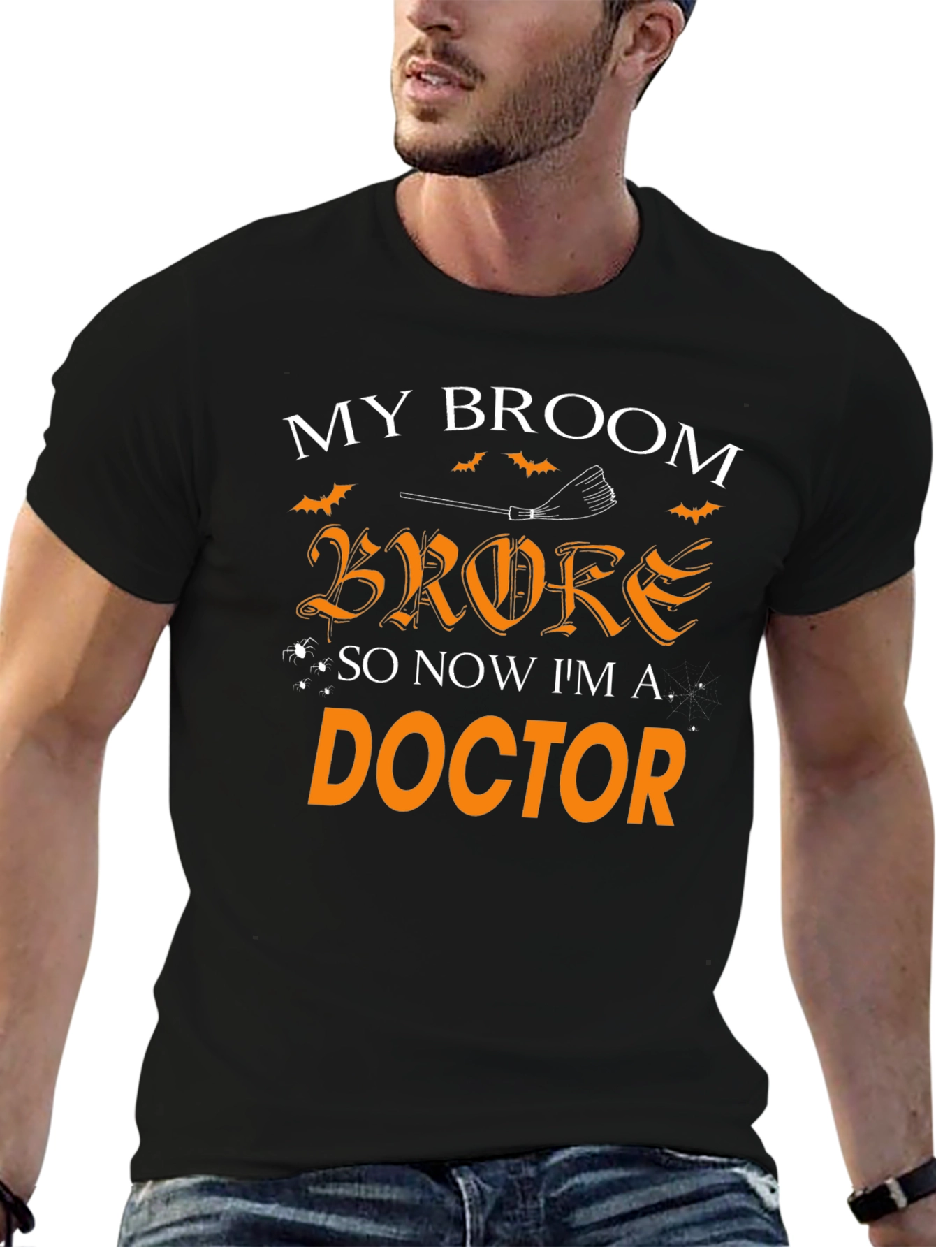 Funny Halloween Doctor T-Shirt - Broken Broom