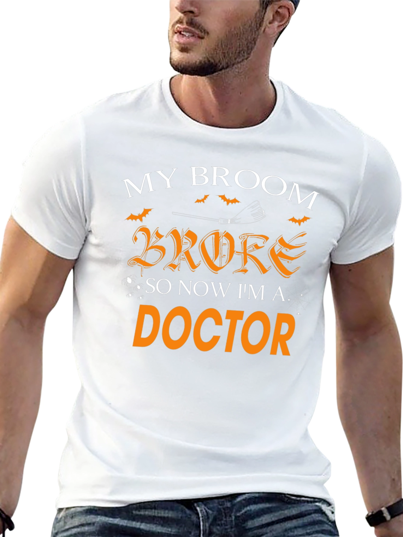 Funny Halloween Doctor T-Shirt - Broken Broom
