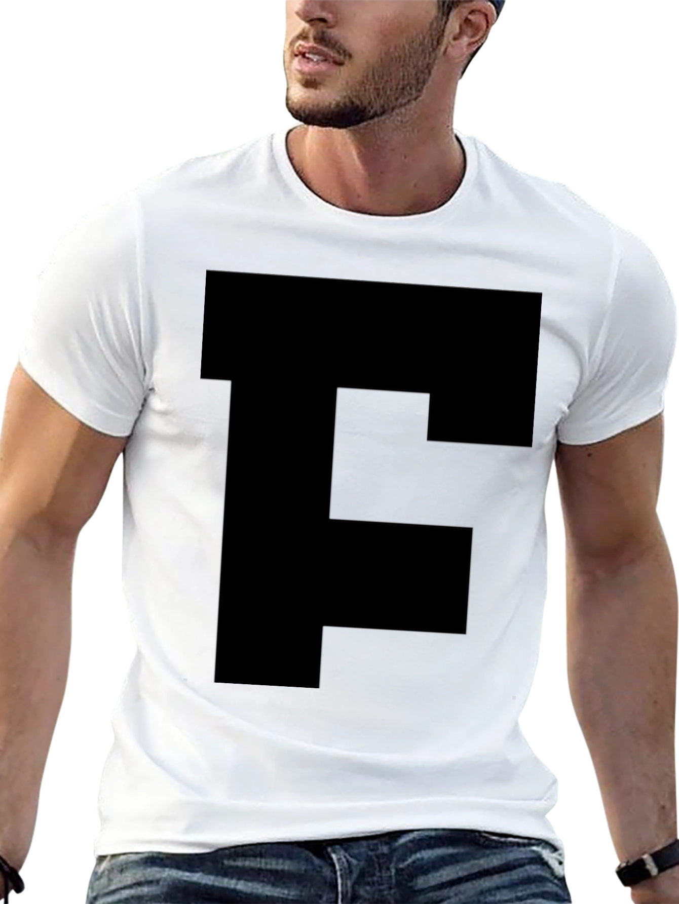 Bold Initial Tee - Black Letter F T-Shirt